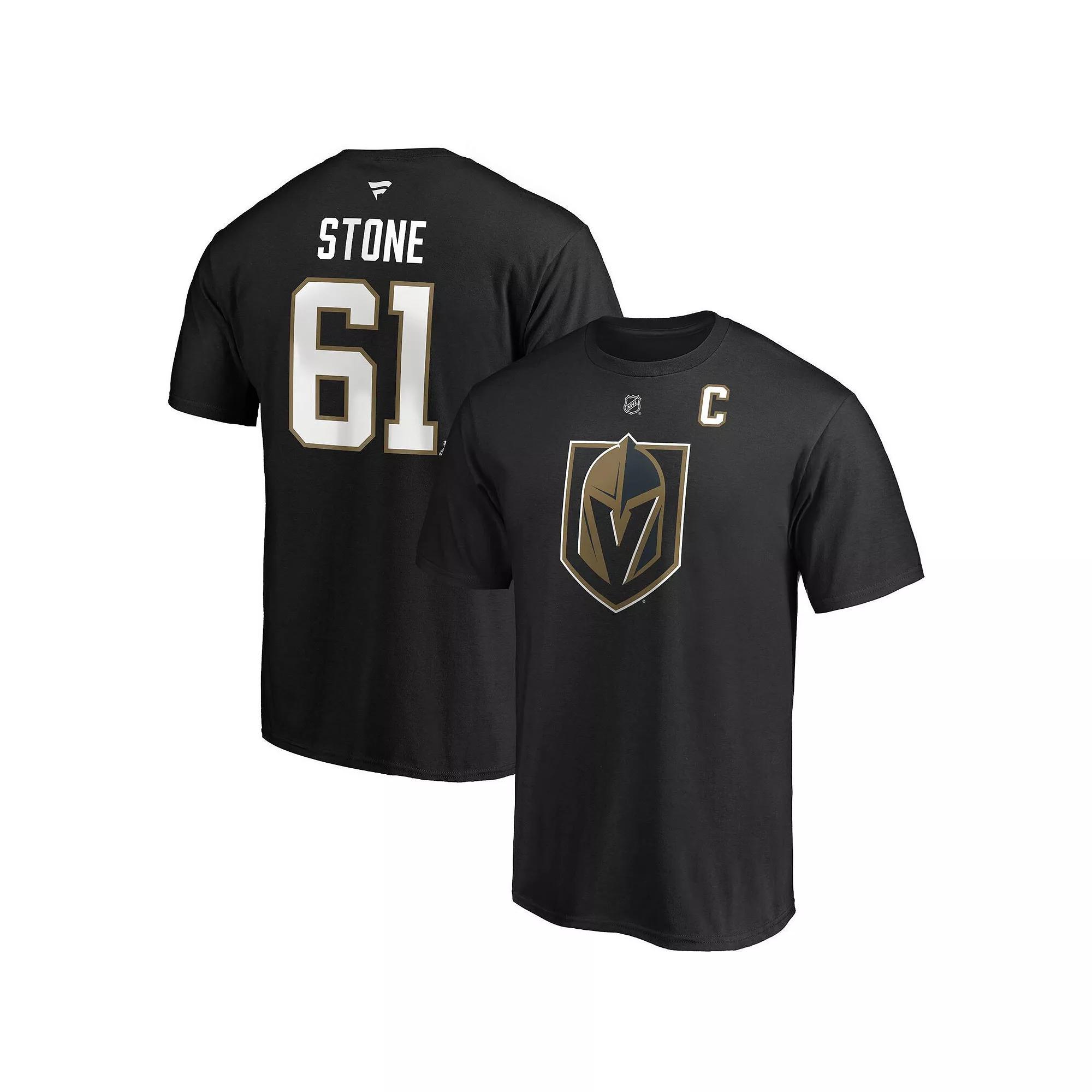 Men's Fanatics Branded Mark Stone Black Vegas Golden Knights Authentic Stack Player Name & Number Captain Patch T-Shirt,  Product Image