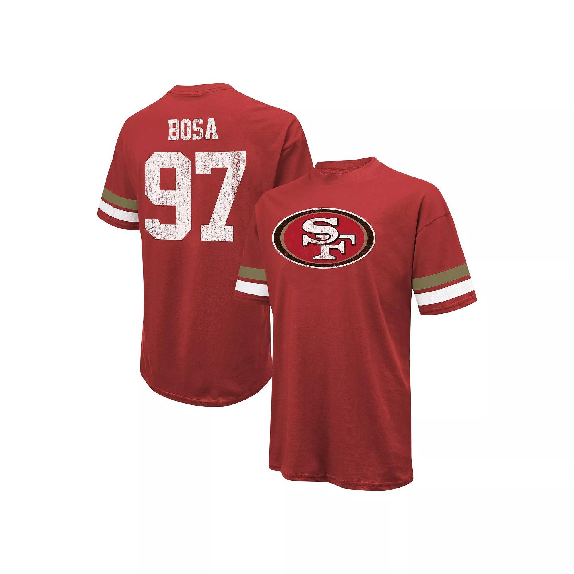 Men's Majestic Threads Nick Bosa Scarlet San Francisco 49ers Name & Number Oversize Fit T-Shirt, Size: Medium, Red Product Image