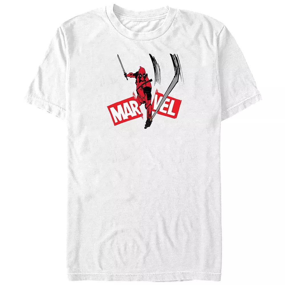 Big & Tall Marvel Deadpool Slashing Marvel Logo Graphic Tee, Men's,  Product Image