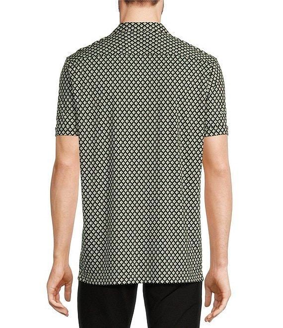 Murano Liquid Luxury Slim Fit Geo Printed Short Sleeve Coatfront Shirt Product Image