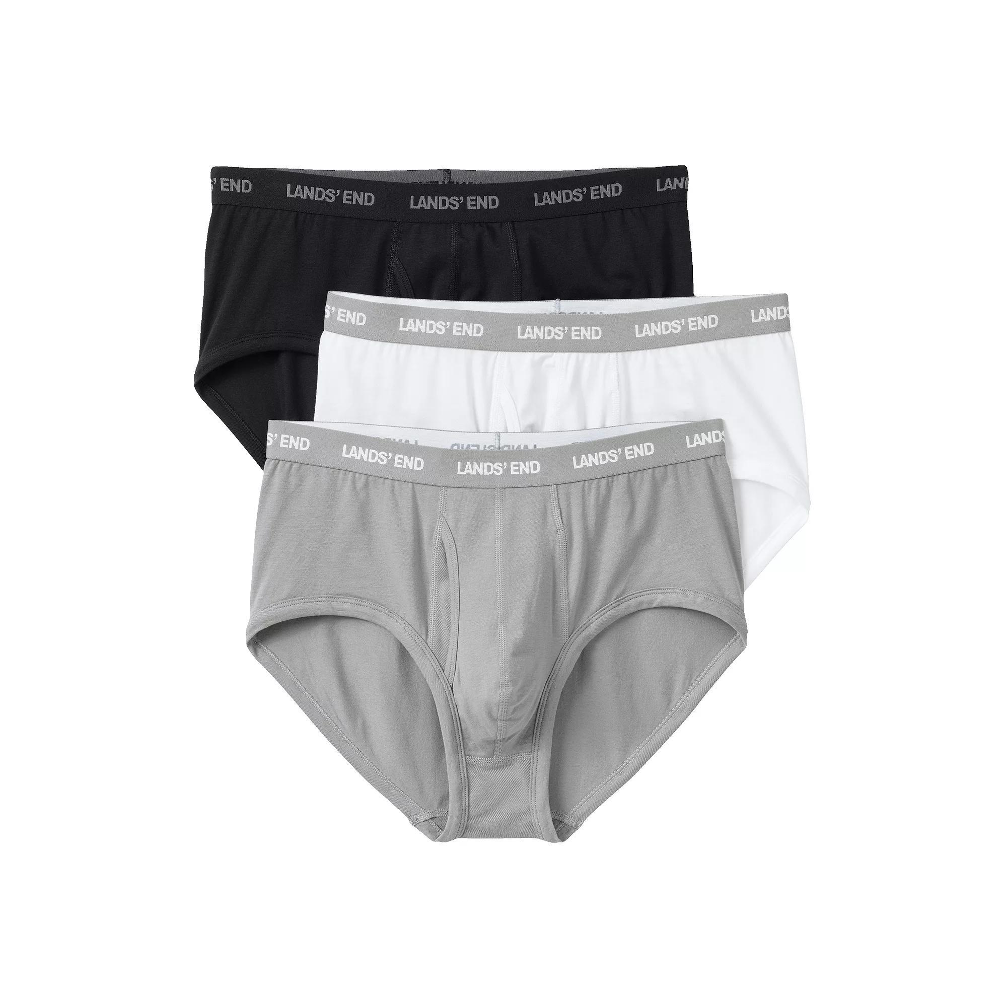 Men's Lands' End 3-Pack Comfort Briefs, Size: Medium, Black Gray Product Image