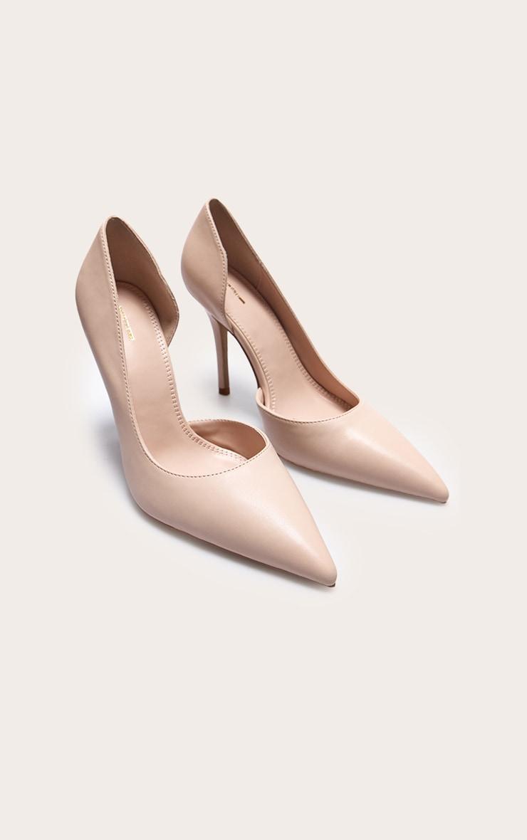 Nude Pu Point Toe Curved Cut Out High Heel Courts Product Image