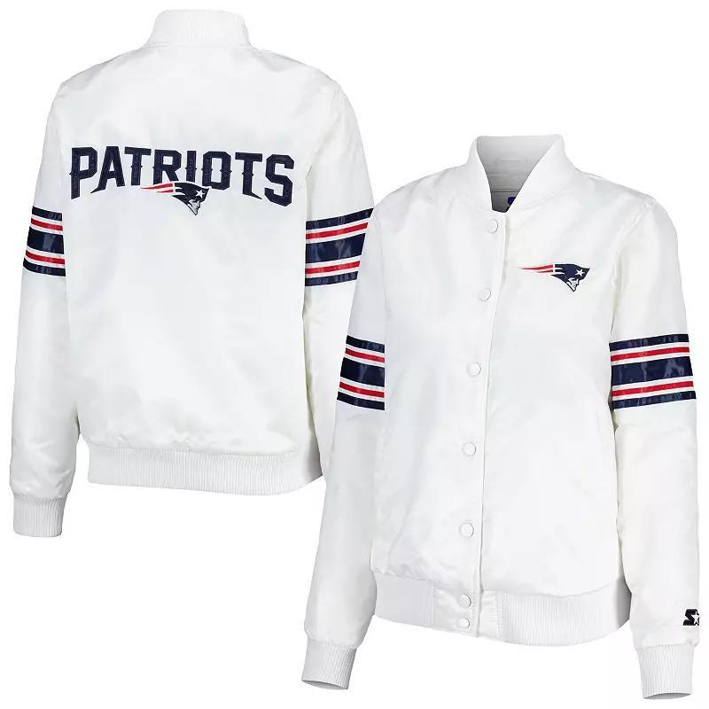 Womens Starter New England Patriots Line Up Satin Full-Snap Varsity Jacket Product Image