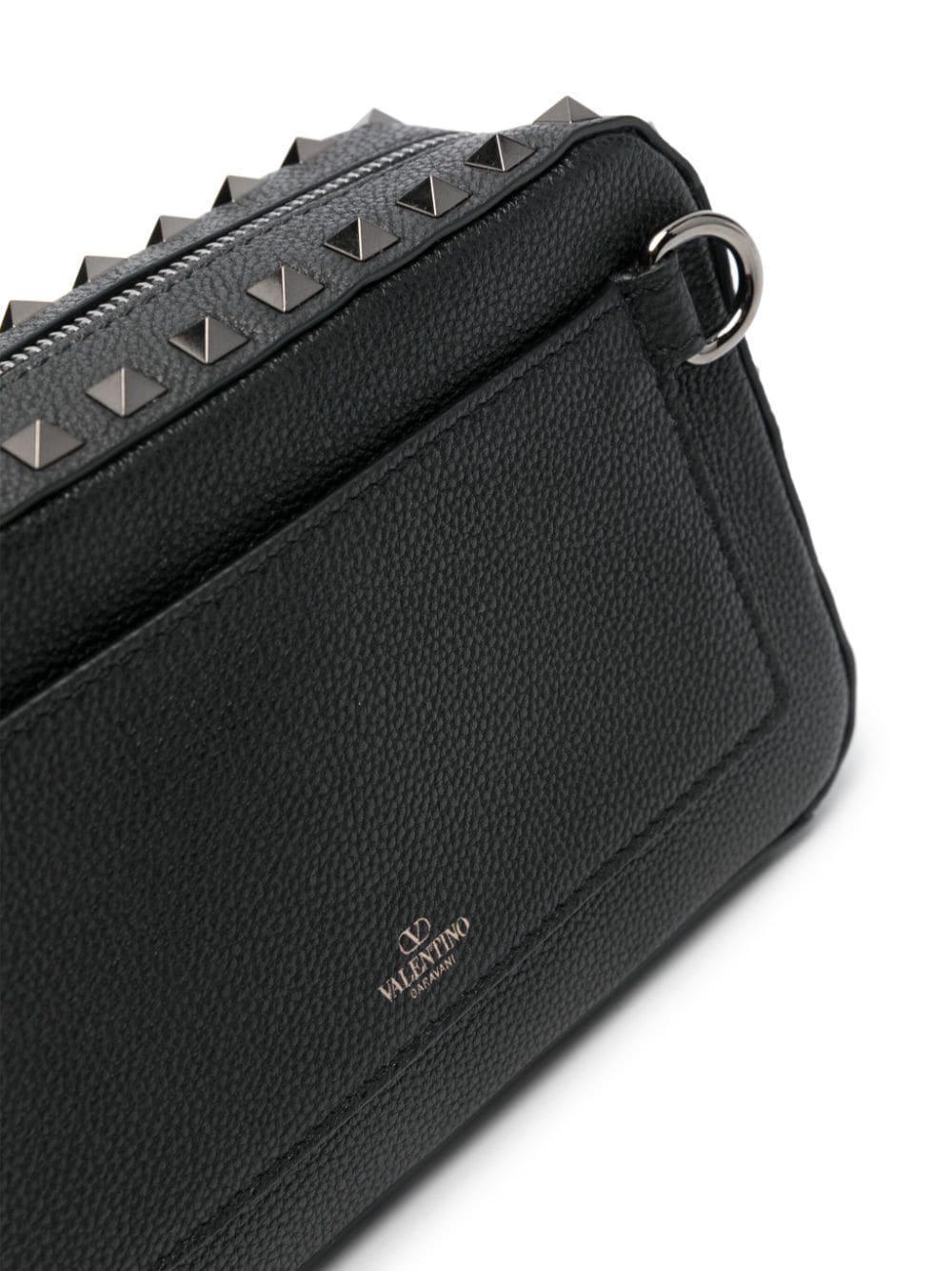 Rockstud Leather Cross Body Bag In Black Product Image