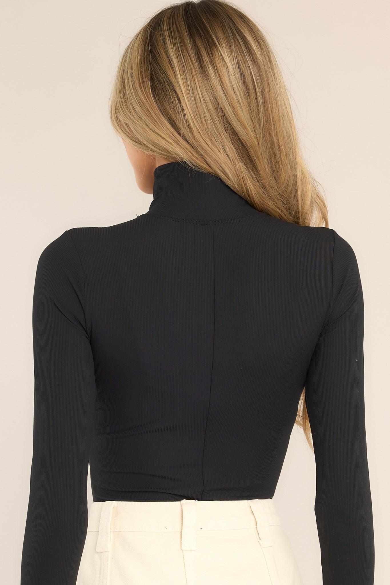 Suit Yourself Ribbed Long Sleeve Black Turtleneck Bodysuit Product Image