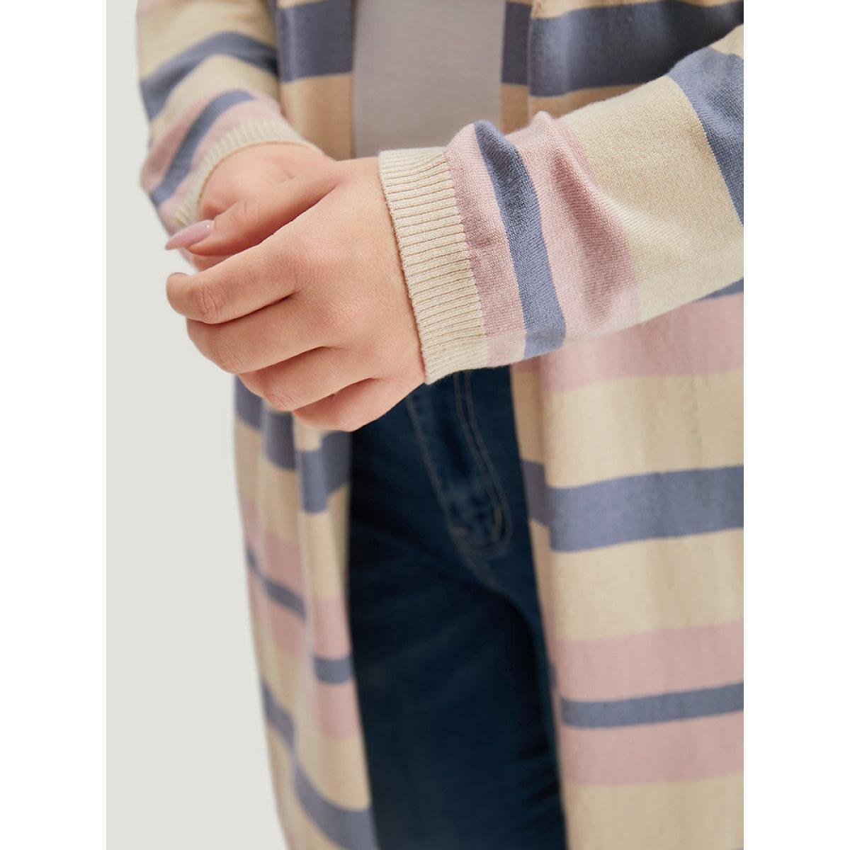 Plus Size Supersoft Essentials Striped Contrast Cardigan Multicolor Women Casual Loose Long Sleeve Dailywear Cardigans BloomChic 14-16/1X Product Image