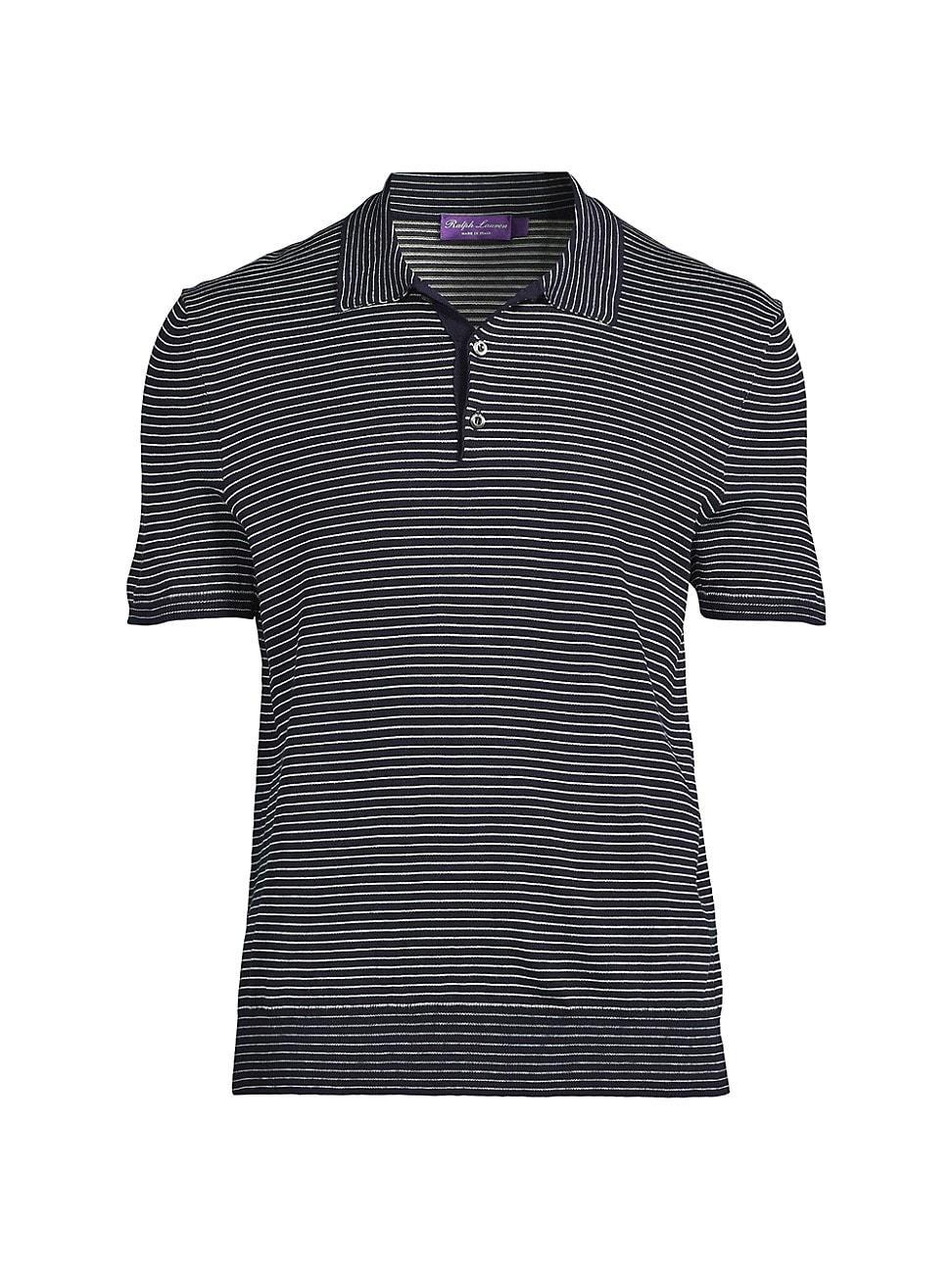 Mens Striped Silk-Cotton Polo-Collar Sweater Product Image