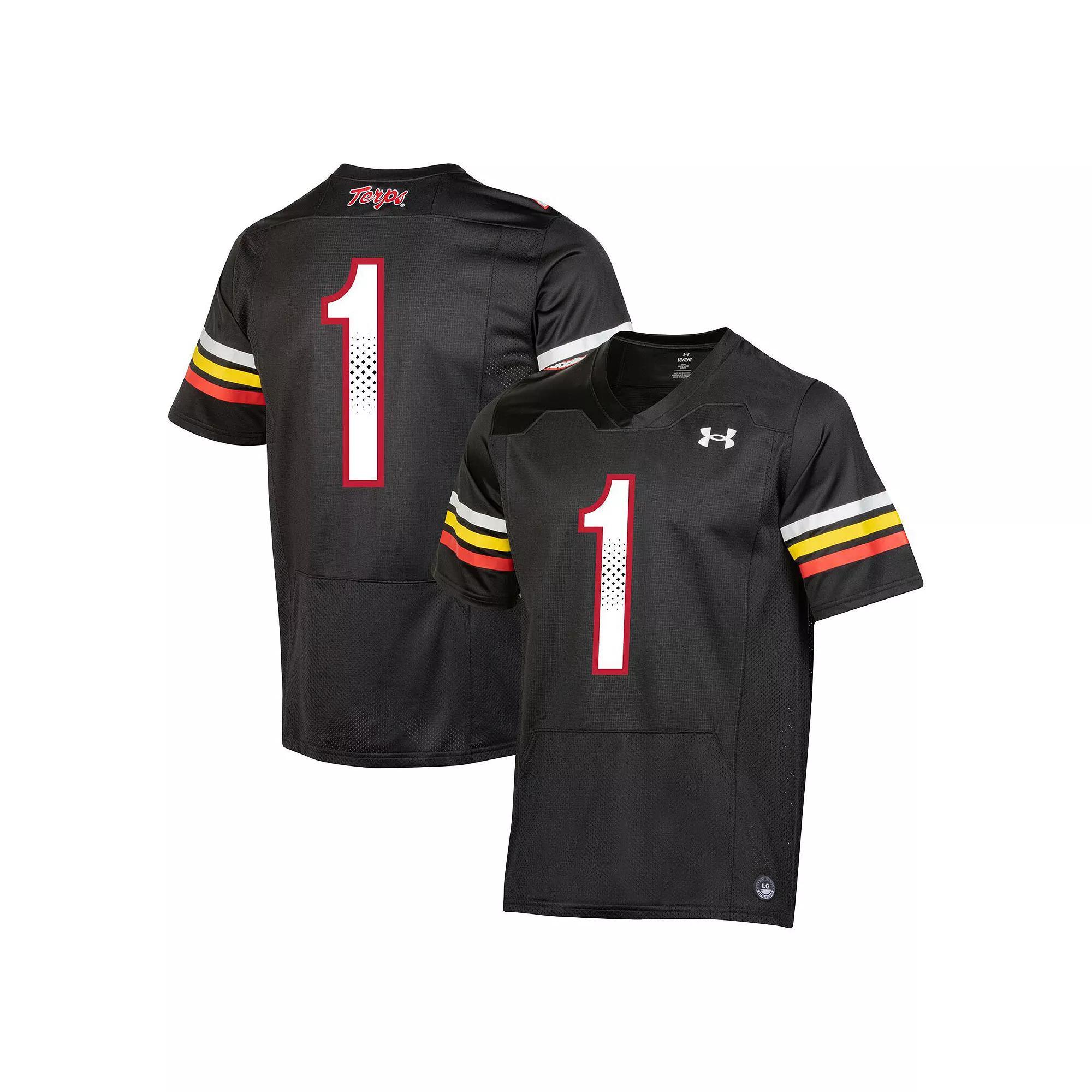 Men's Under Armour #1 Black Maryland Terrapins Replica Football Jersey, Size: XL Product Image