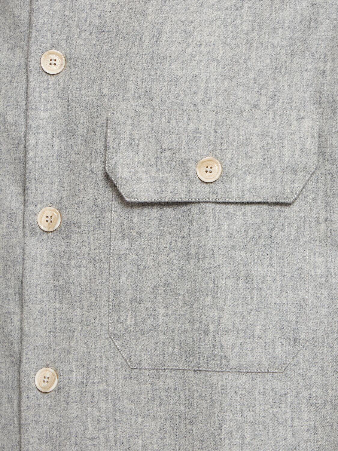 BRUNELLO CUCINELLI Wool Flannel Overshirt In Gris Claro Product Image