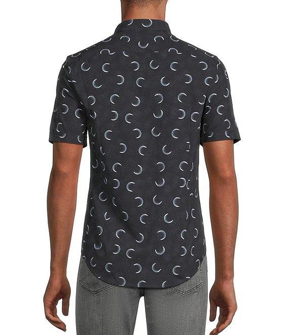 Murano Slim Fit Performance Stretch Small Moon Print Short Sleeve Woven Shirt Product Image