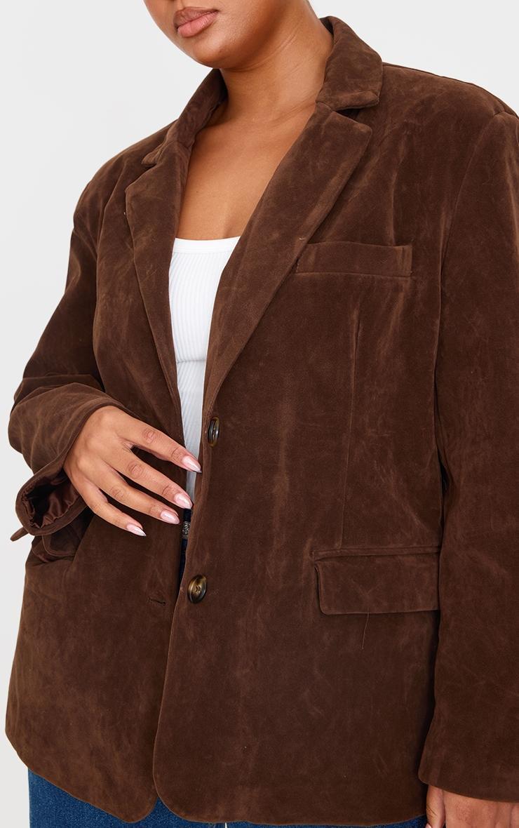 Plus Chocolate Faux Suede Longline Jacket Product Image