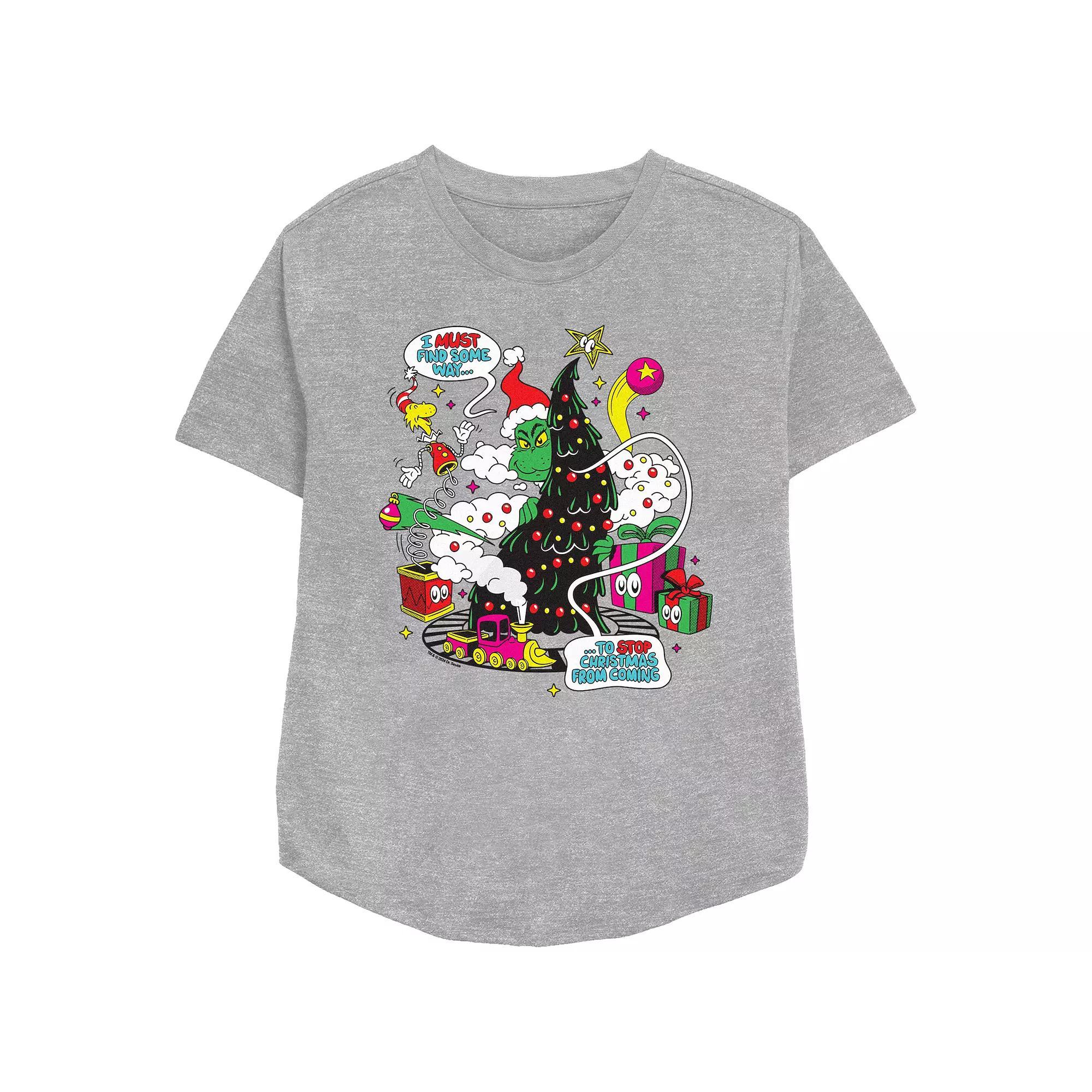 Women's Dr. Seuss Grinch Must Find A Way Relaxed Fit Graphic Tee, Size: XS, Athletic Grey Product Image