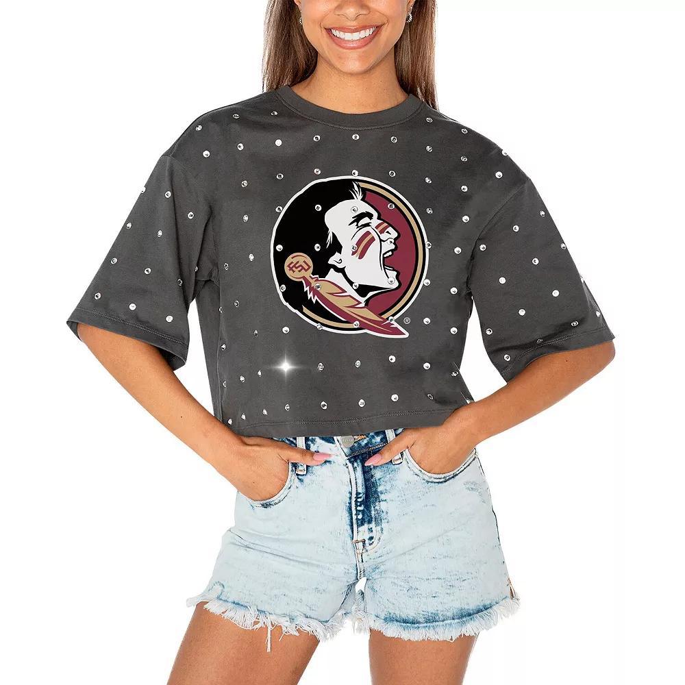 Women's Gameday Couture Gray Florida State Seminoles Go Time Rhinestone Crop T-Shirt, Size: XL, Grey Product Image