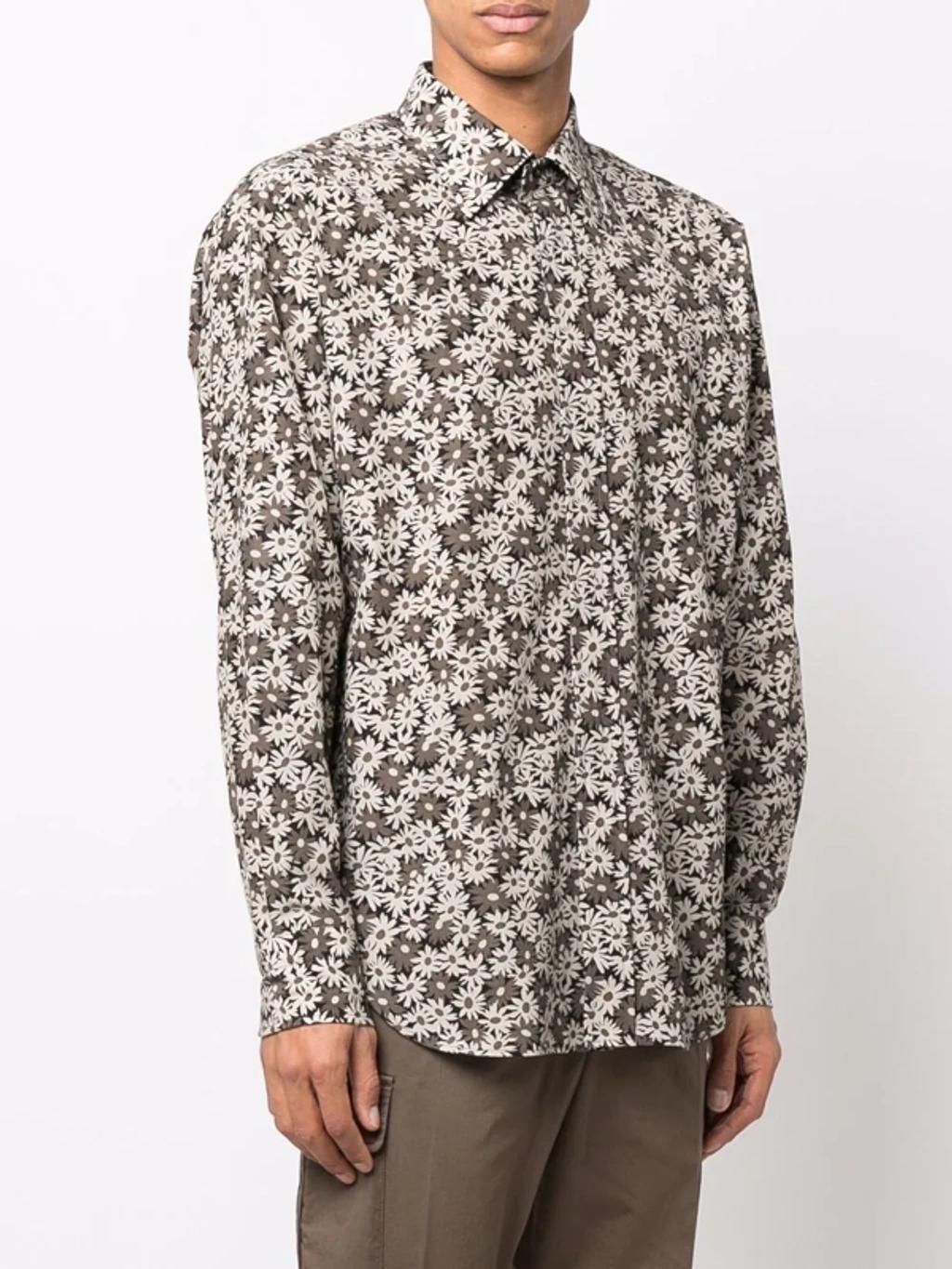 Grey & Taupe Floral Print Shirt Product Image