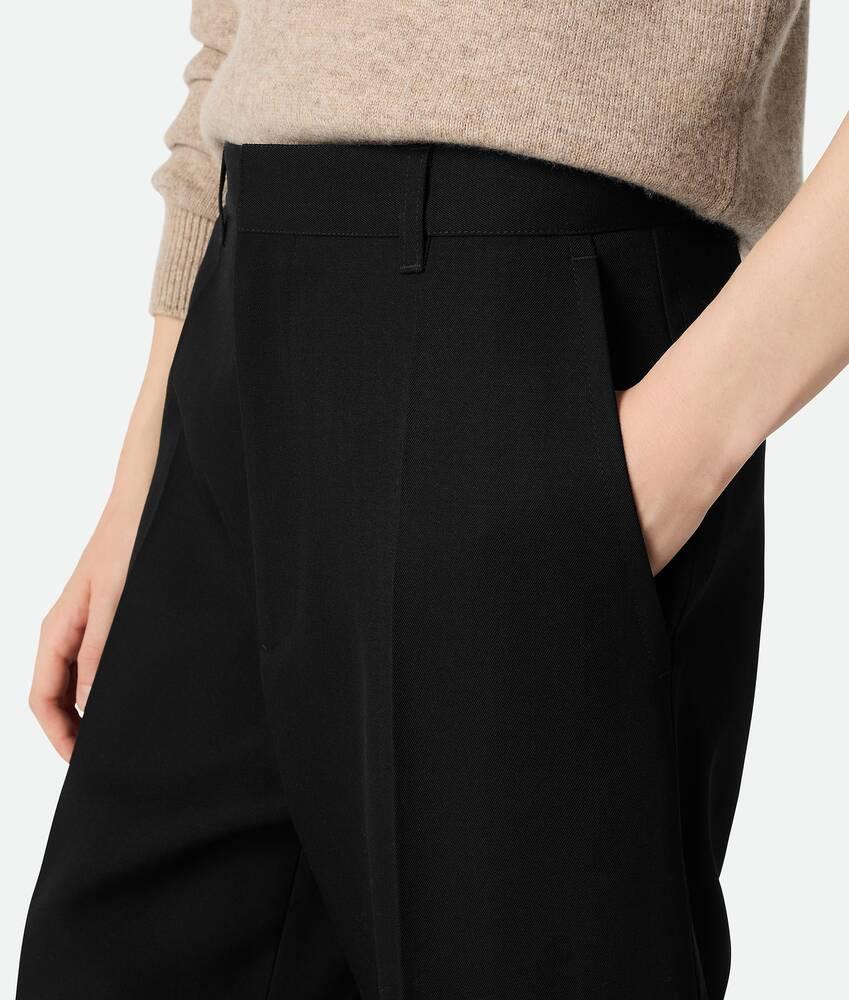Women's Wool Twill Wide Leg Trousers in Black Product Image