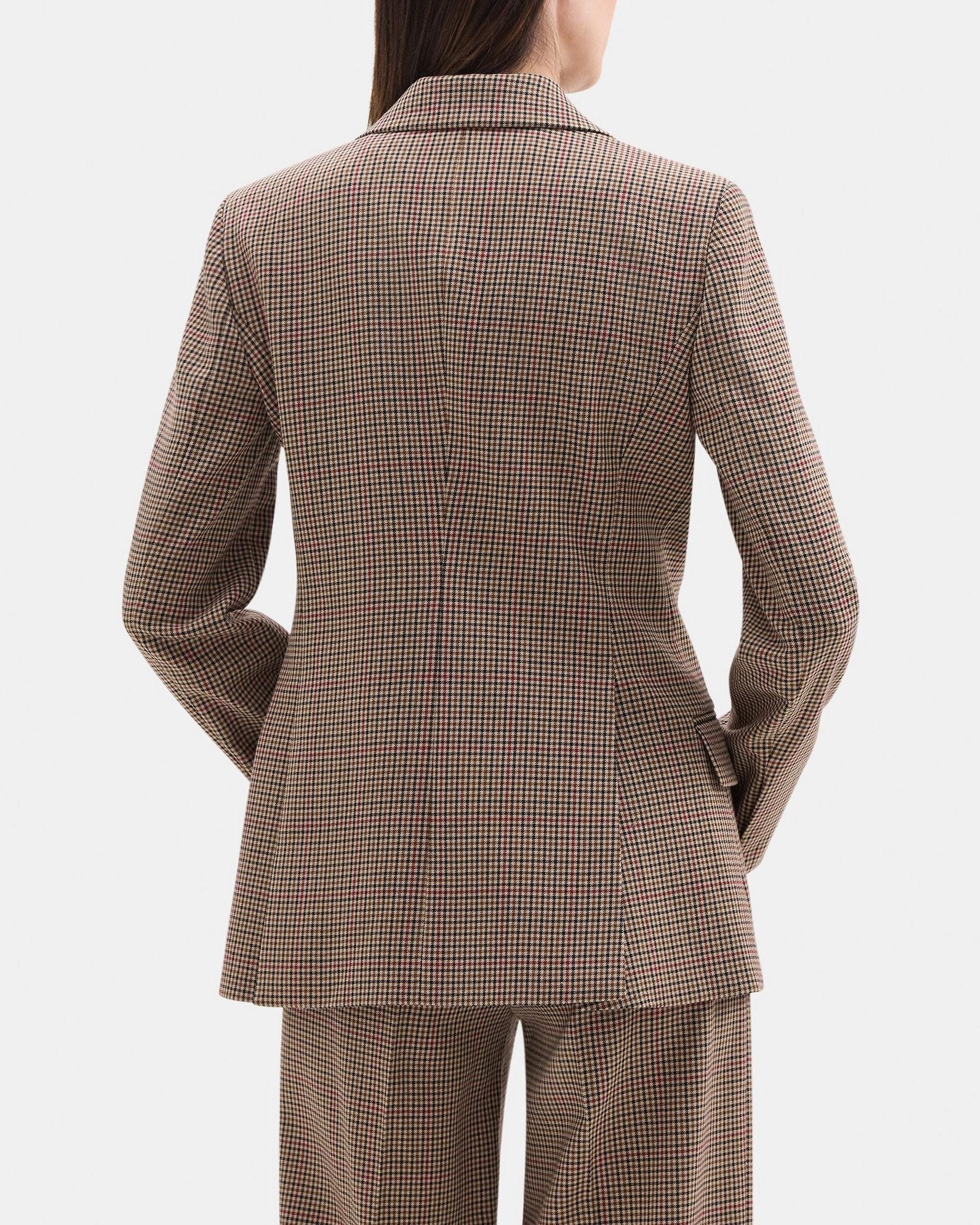 Fitted Blazer in Checked Wool-Blend Product Image