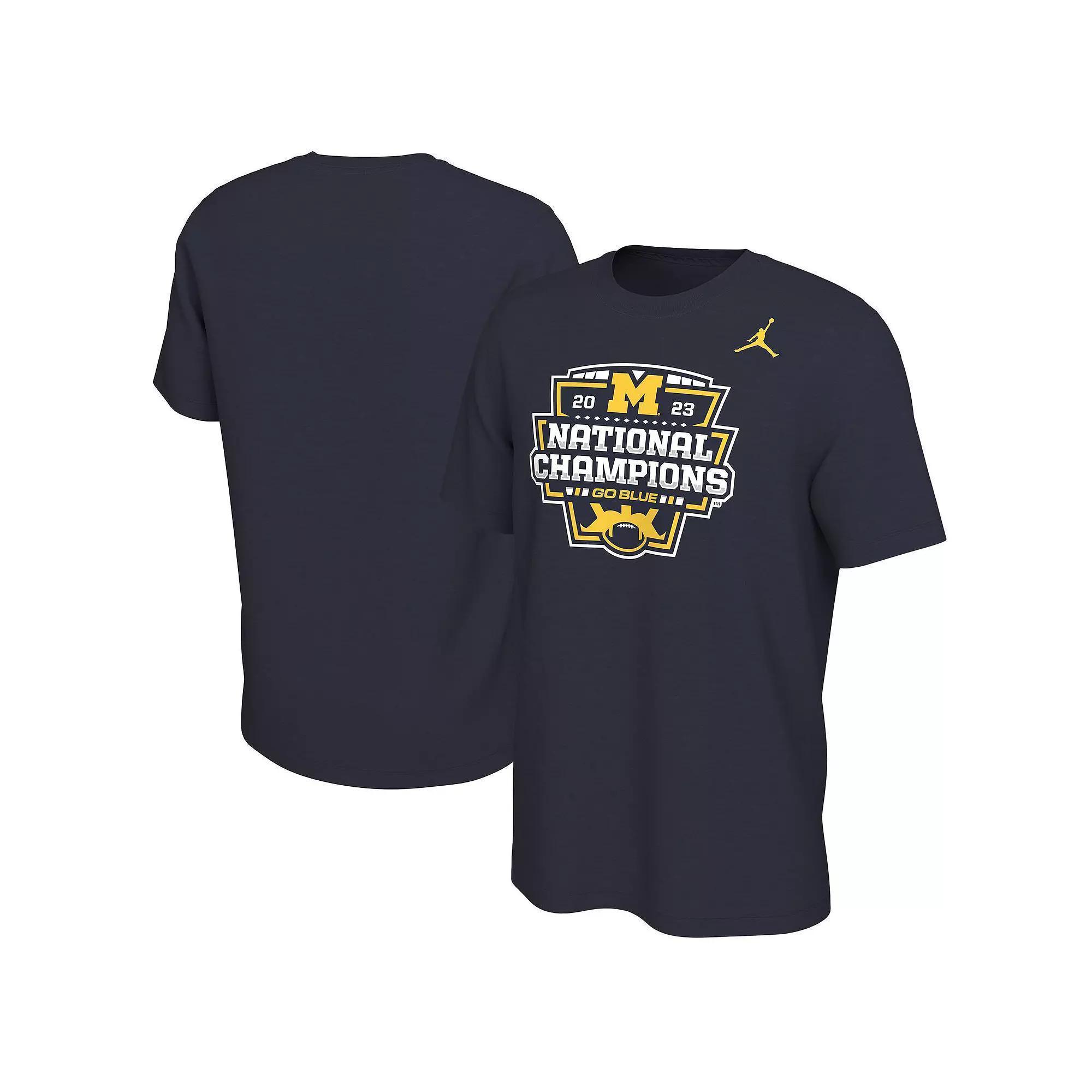 Men's Jordan Brand Navy Michigan Wolverines College Football Playoff 2023 National Champions Team T-Shirt, Size: Small, Blue Product Image