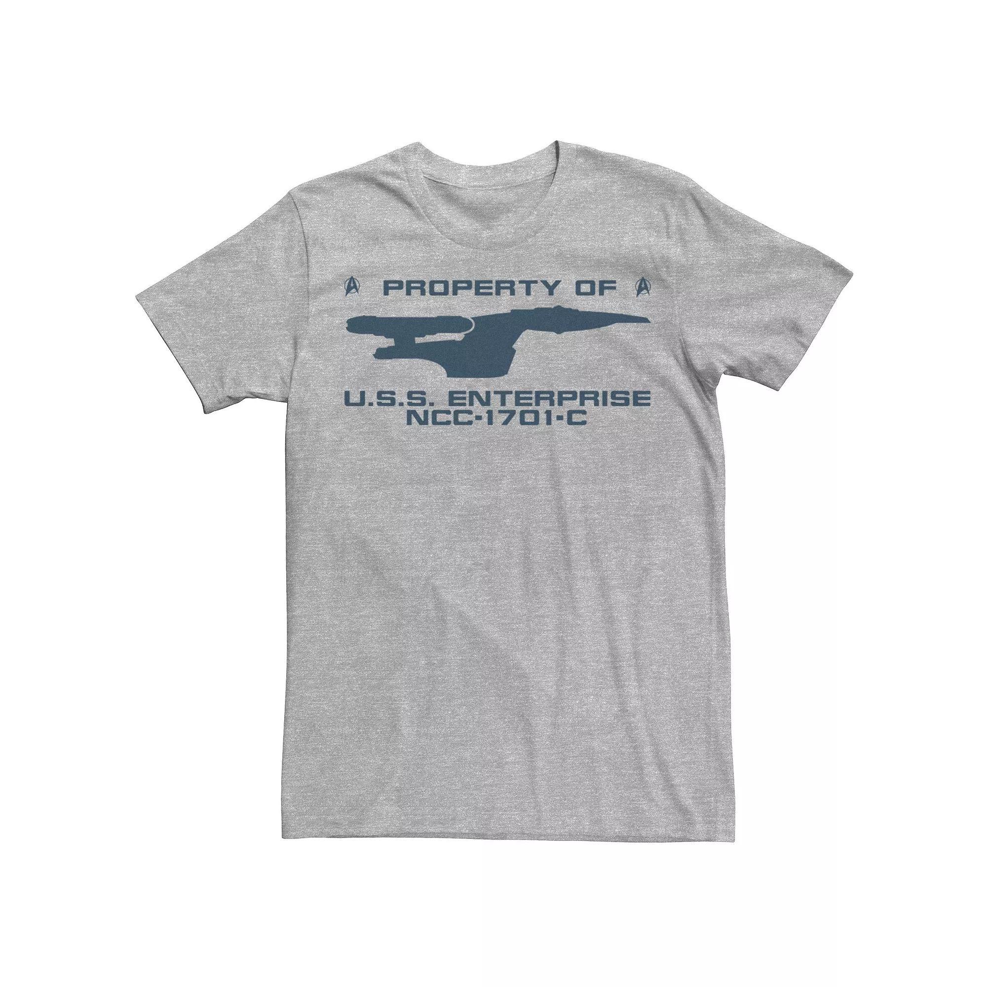 Men's Star Trek The Next Generation U.S.S. Enterprise Property Text Tee, Size: Small, Athletic Grey Product Image