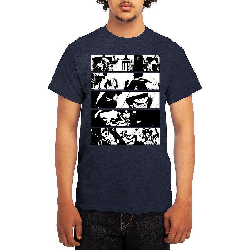 Men's Attack on Titan Black & White Battle Layout Tee, Size: XL, Royal Blue Product Image