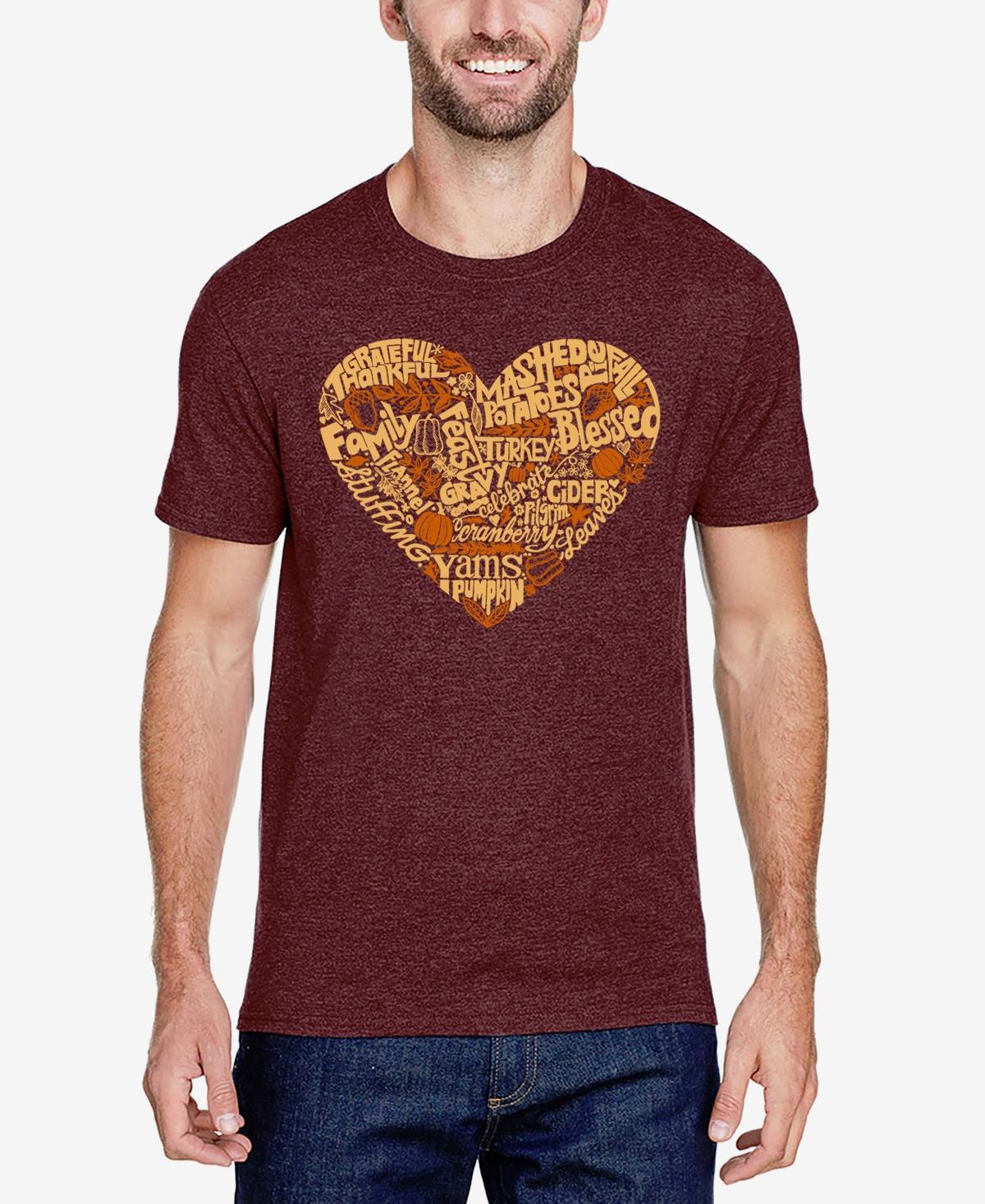 La Pop Art Mens Thanksgiving Heart Premium Blend Word Art T-Shirt Product Image