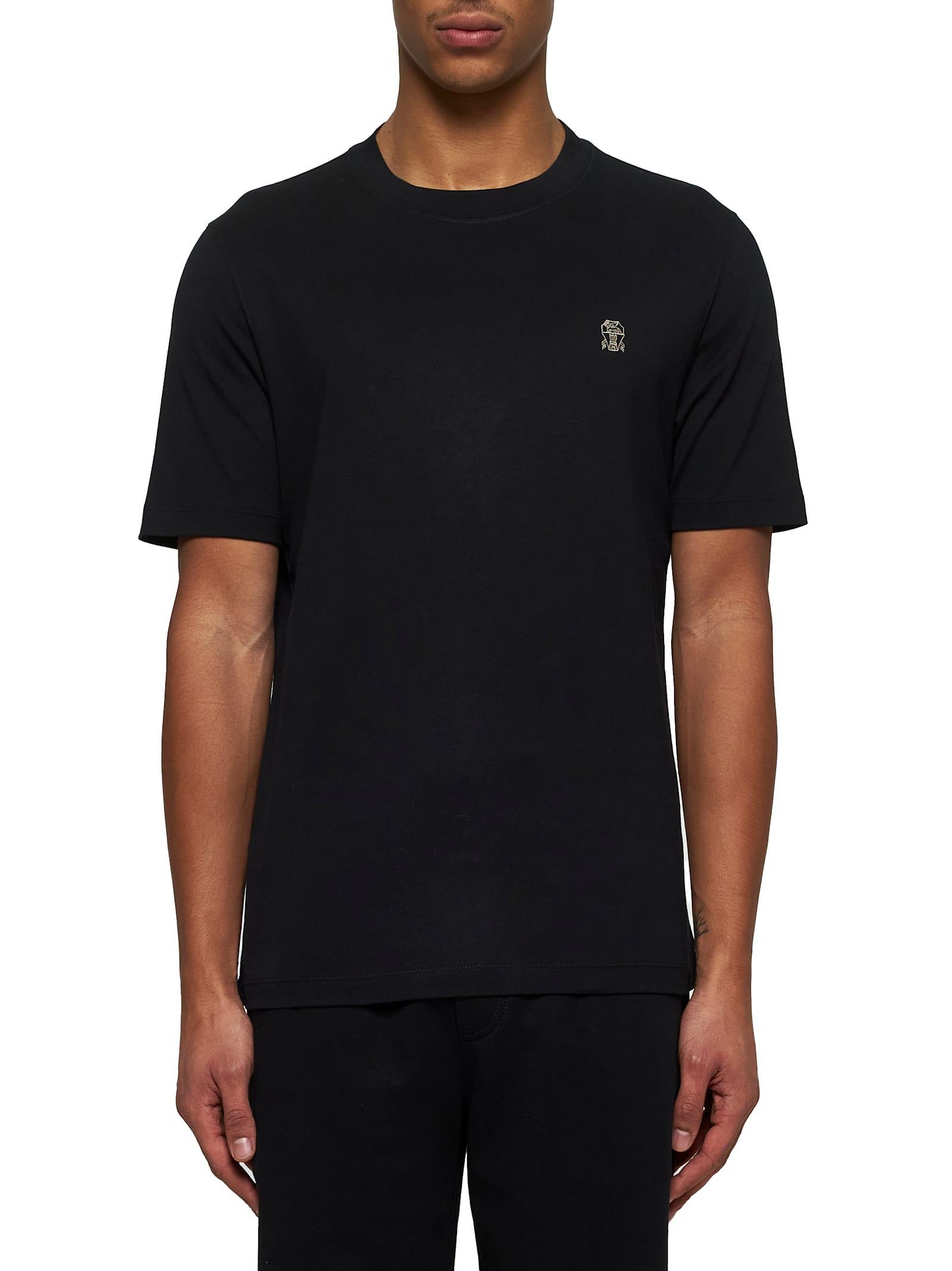 BRUNELLO CUCINELLI Slim Fit Crew-neck T-shirt In Cotton Jersey With Logo In Schwarz Product Image