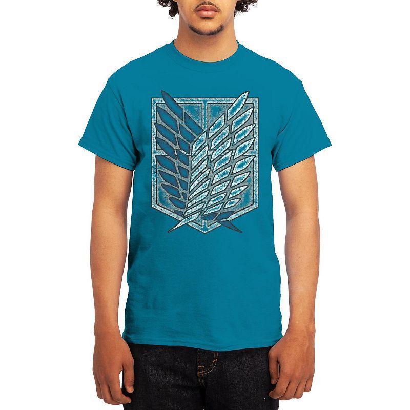 Men's Attack on Titan Distressed Scout Symbol Graphic Tee, Boy's, Size: Small, Turquoise Product Image