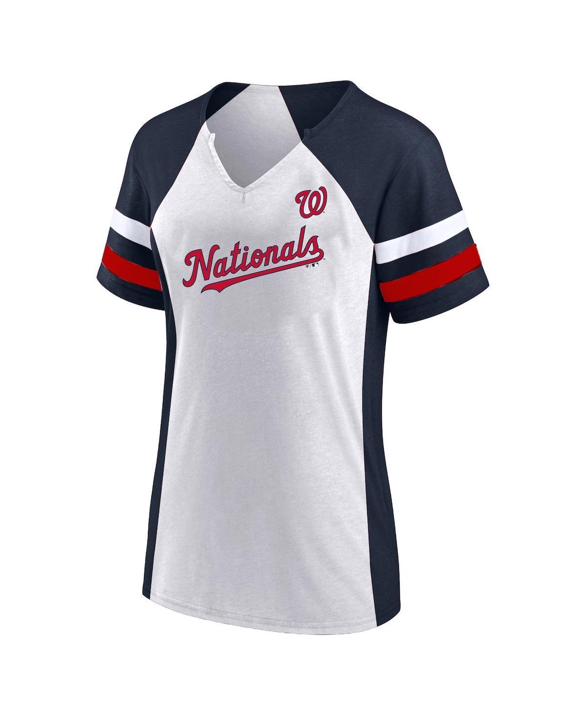 Womens /Navy Washington Nationals Plus Size Notch Neck T-Shirt Product Image