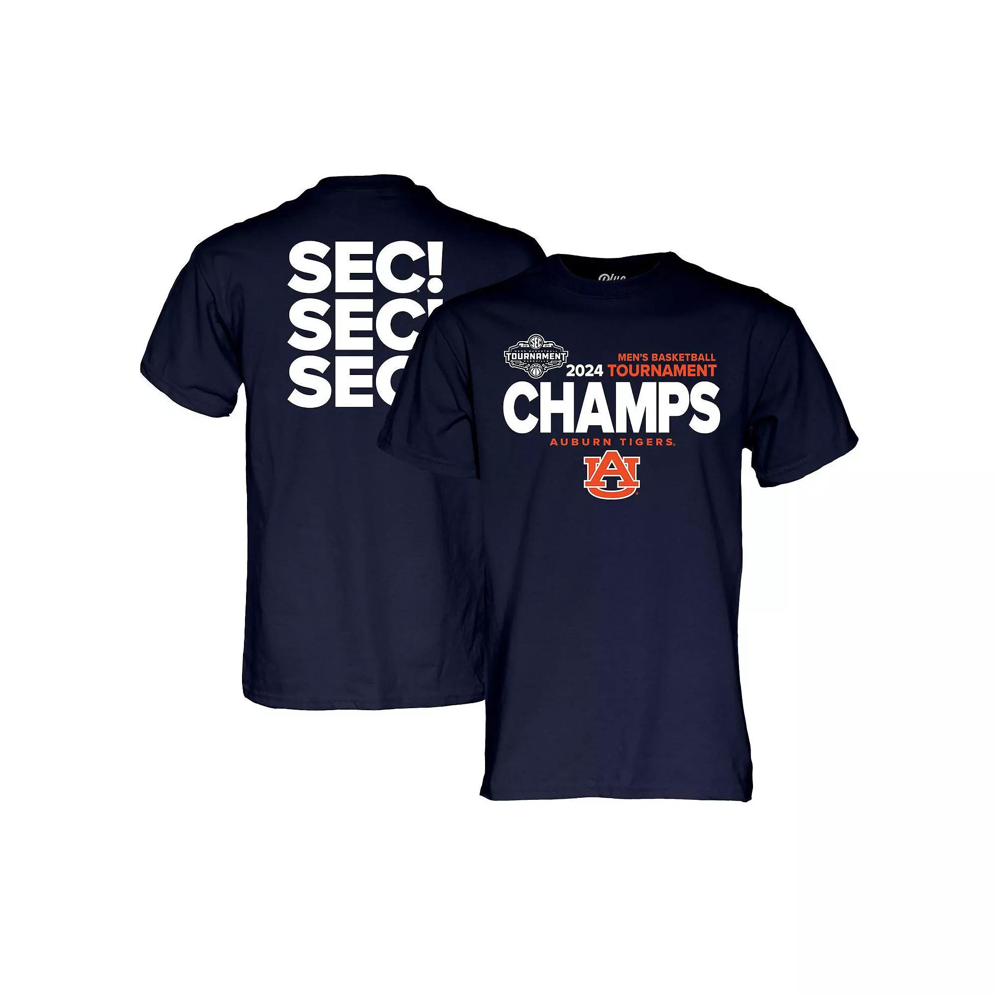 Men's Blue 84 Navy Auburn Tigers 2024 SEC Men's Basketball Conference Tournament Champions Locker Room T-Shirt, Size: Medium Product Image