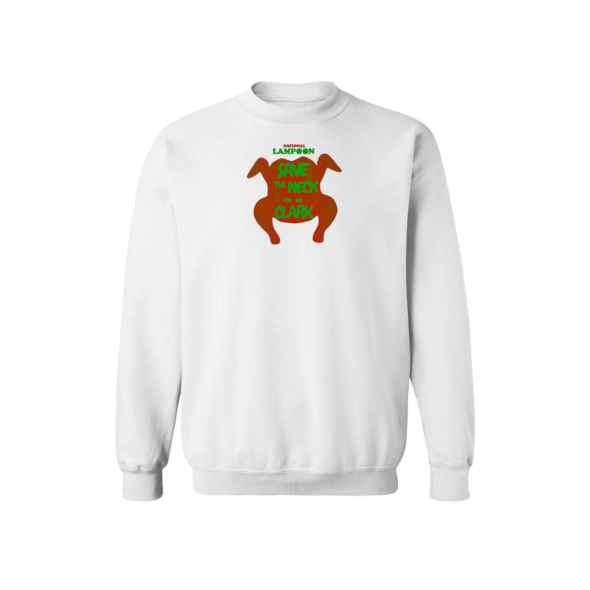 Men's Save the Neck For Me Clark National Lampoon's Christmas Vacation Graphic Fleece Crew Sweatshirt, Size: Large, White Product Image