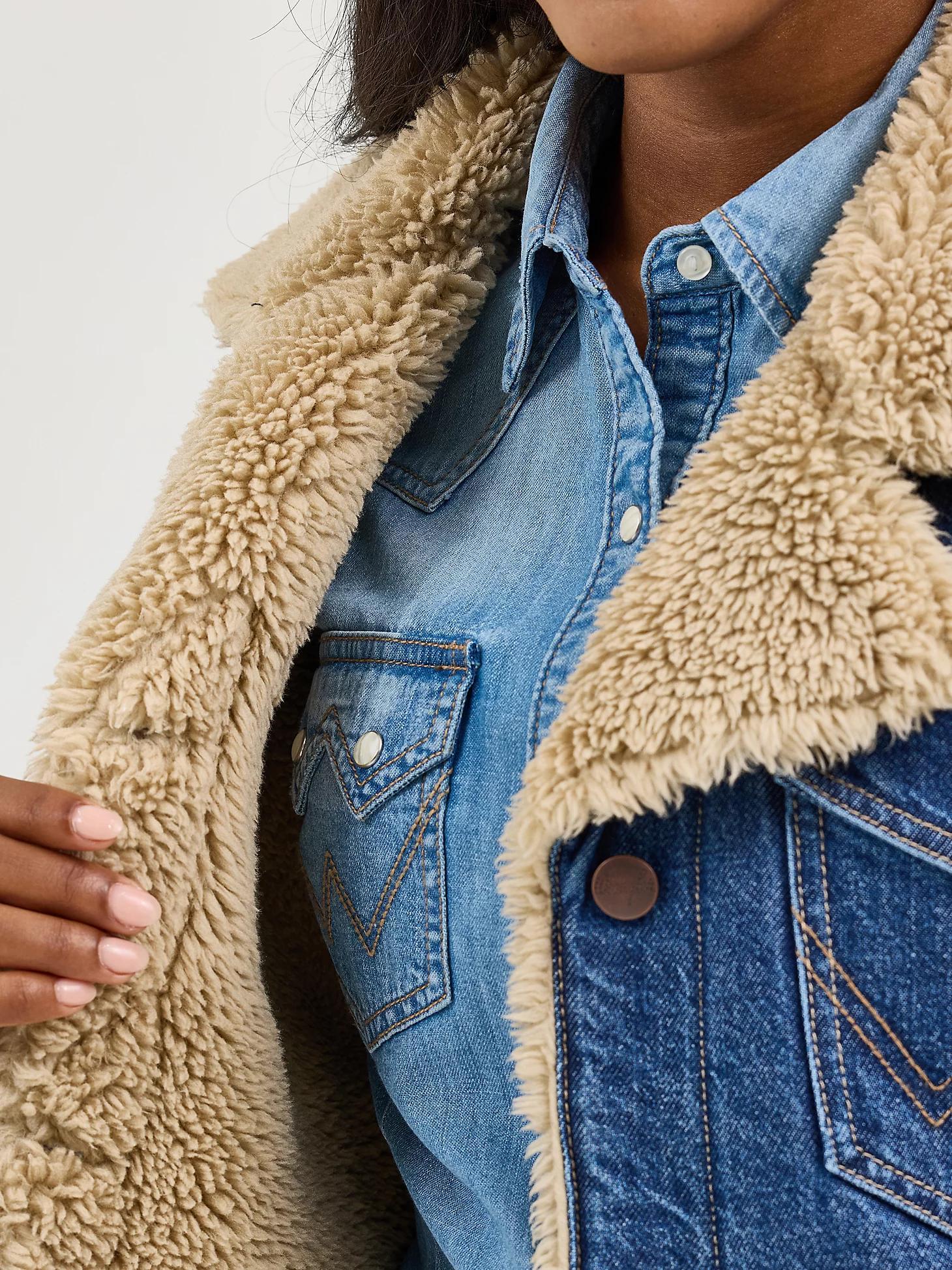 Women's Western Sherpa Lined Denim Range Coat | Women's JACKETS & OUTERWEAR | Wrangler® Product Image