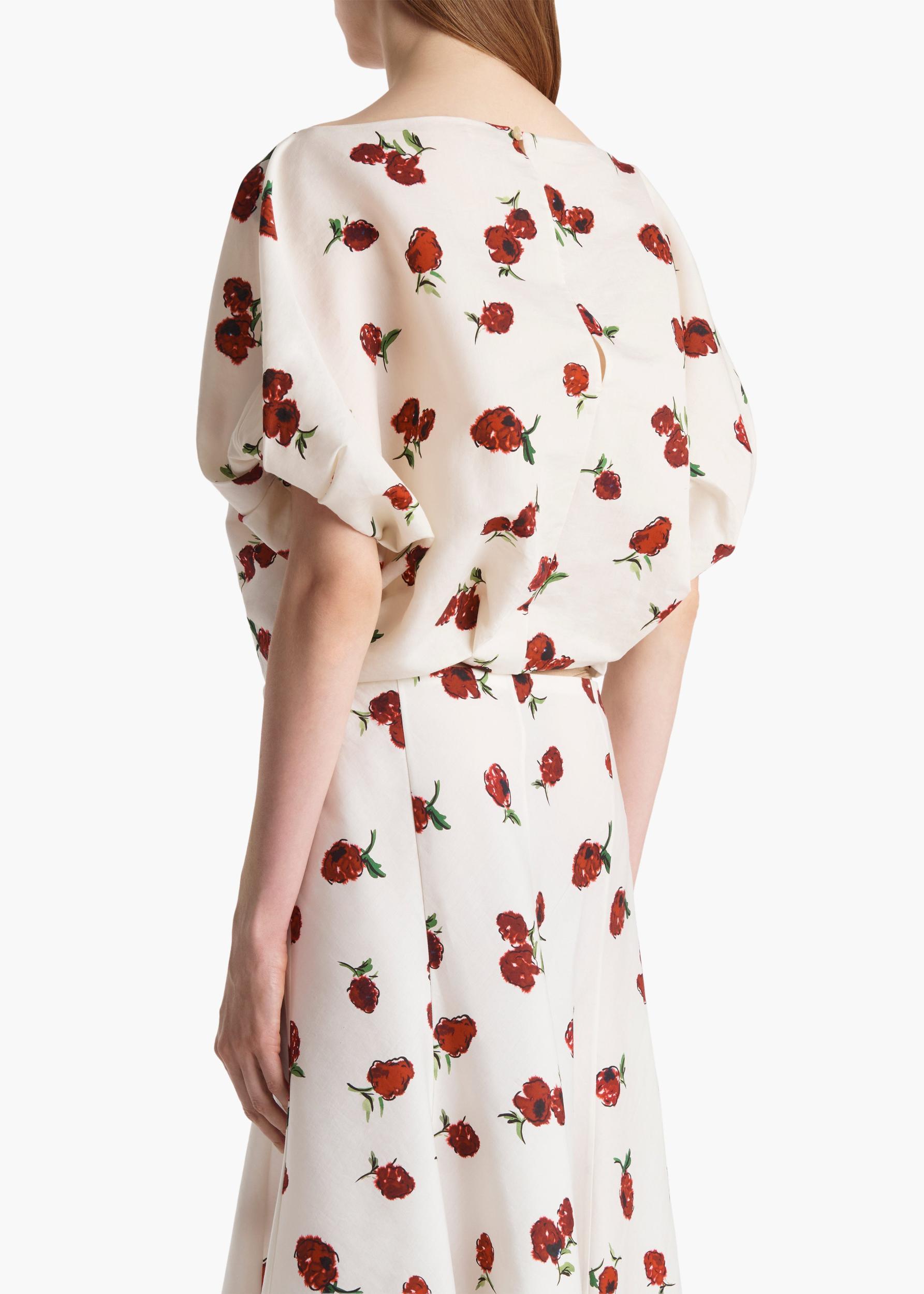Niles Top in Cream with Raspberry Print Product Image