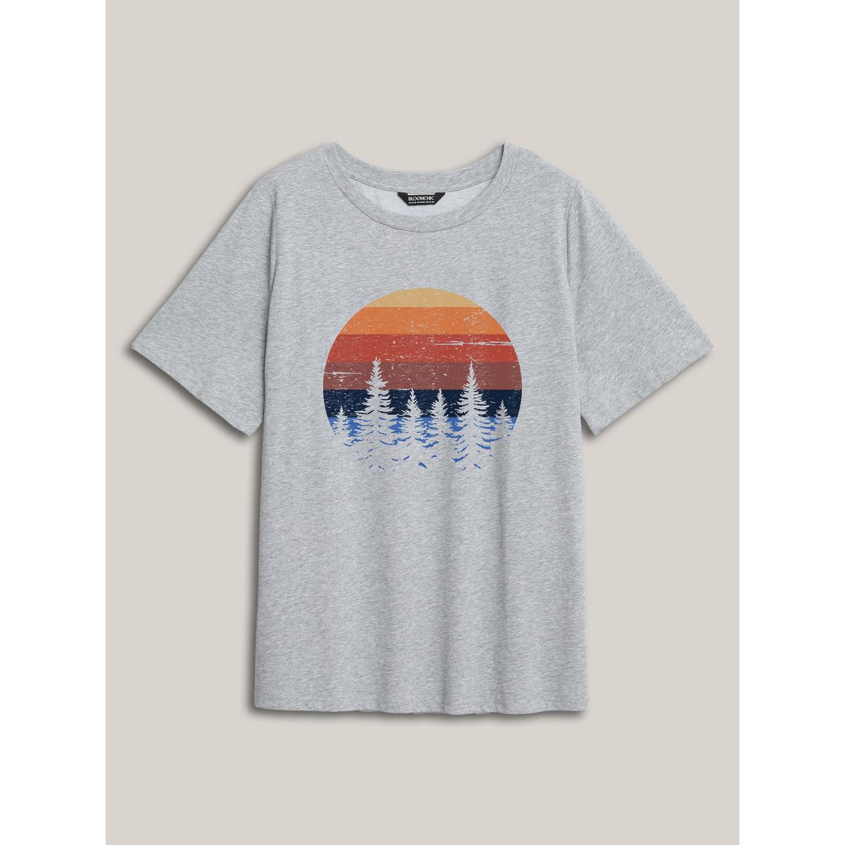 Plus Size Beach Vibes Round Neck T-Shirt Mediumgray Women Non Tropical Round Neck Casual T-shirts BloomChic 22-24/3X Product Image