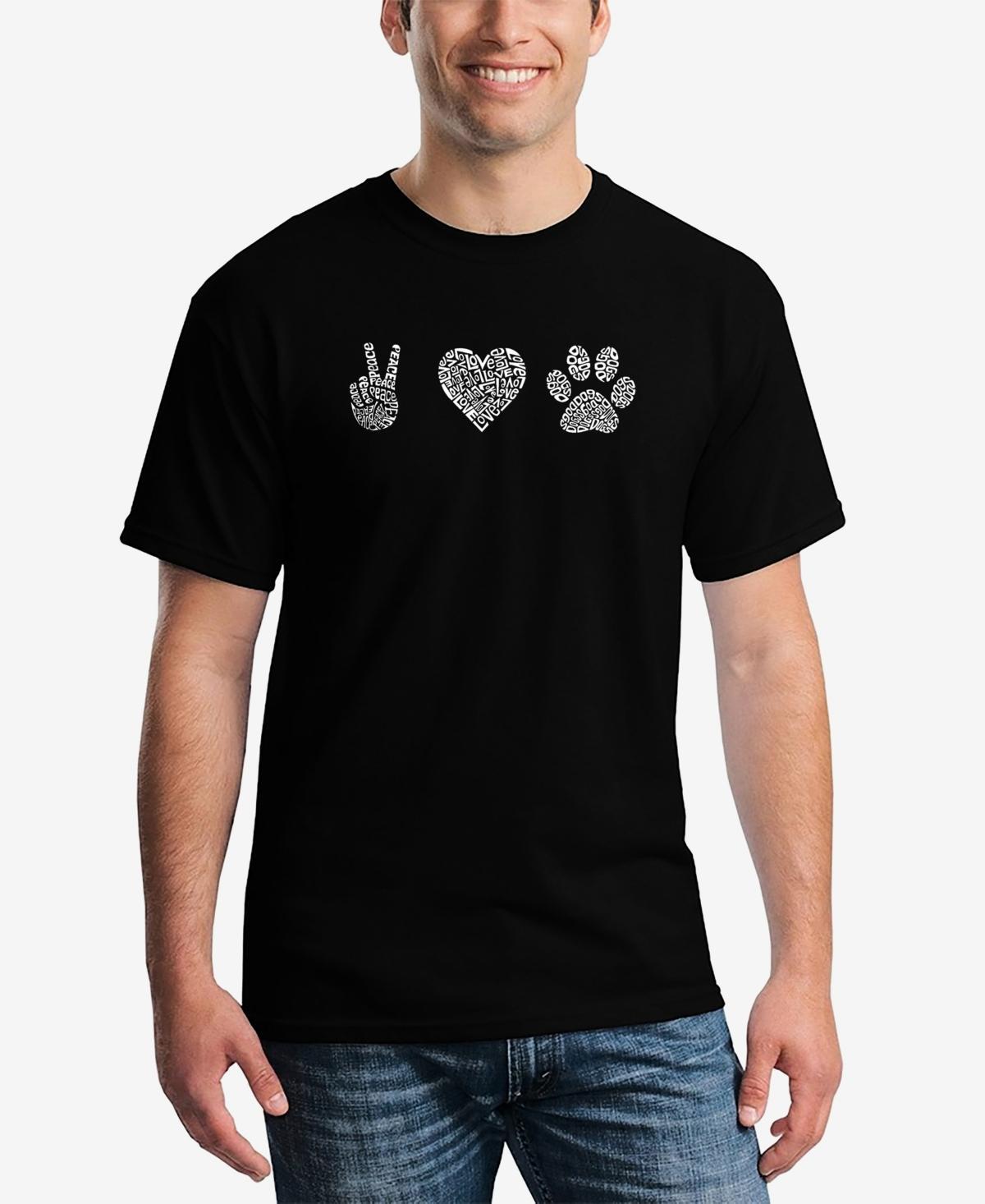 La Pop Art Mens Peace Love Dogs Word Art Short Sleeve T-shirt Product Image