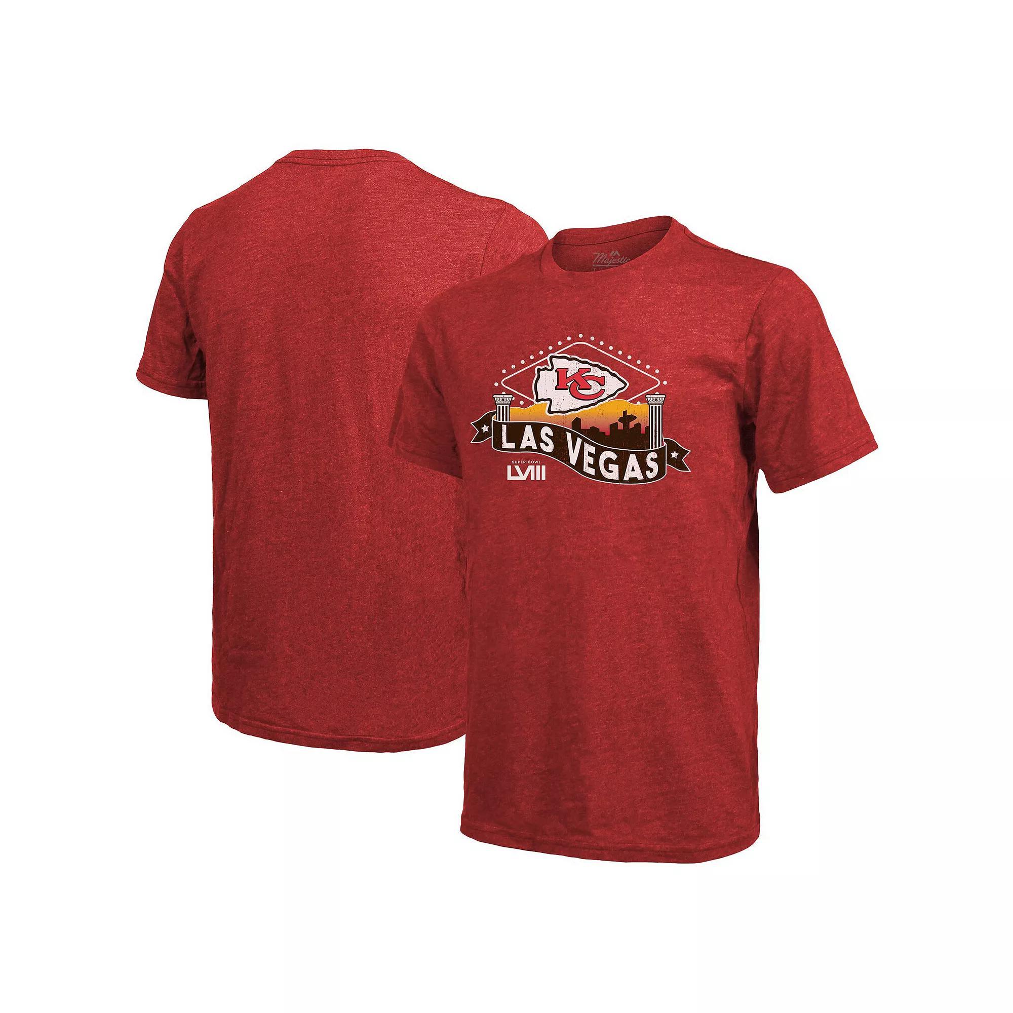 Men's Majestic Threads Red Kansas City Chiefs Super Bowl LVIII Tri-Blend T-Shirt, Size: Medium Product Image
