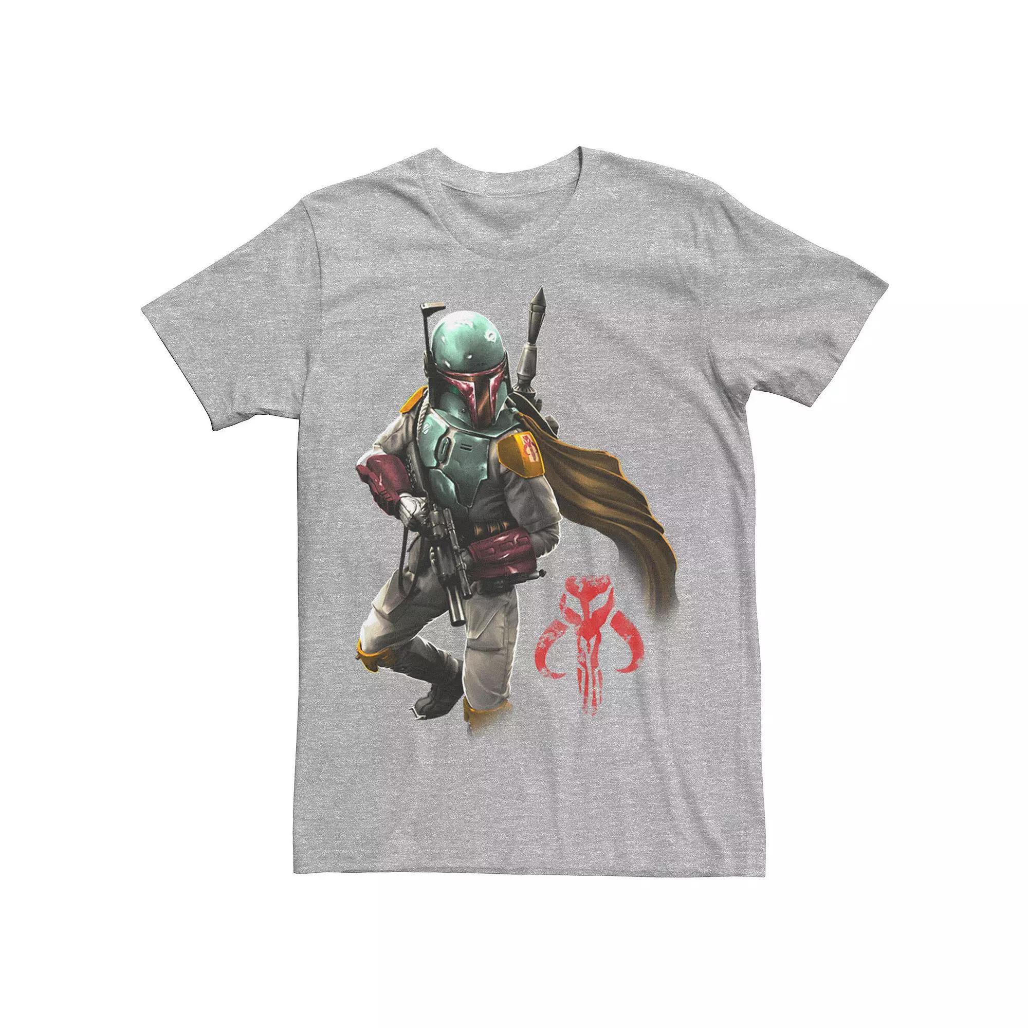 Men's Star Wars Boba Fett Grunge Profile Tee, Size: 3XL, Athletic Grey Product Image