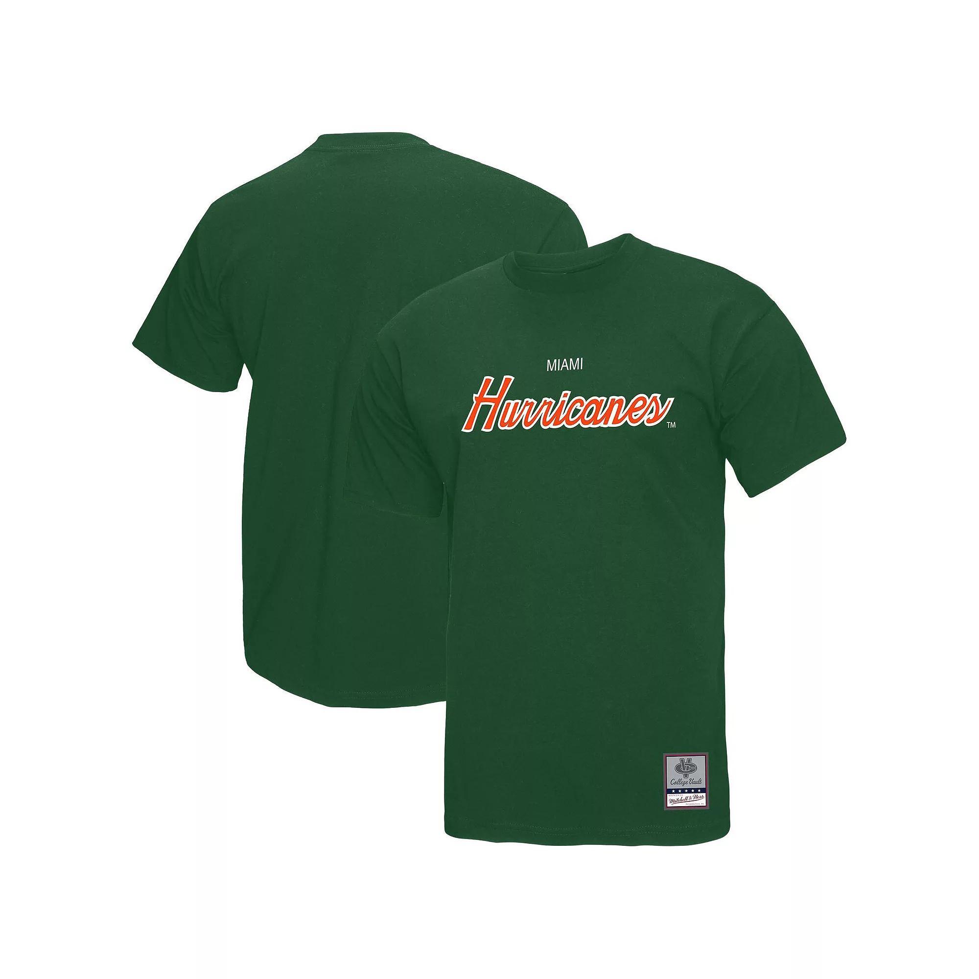 Men's Mitchell & Ness Green Miami Hurricanes Elite Script T-Shirt,  Product Image