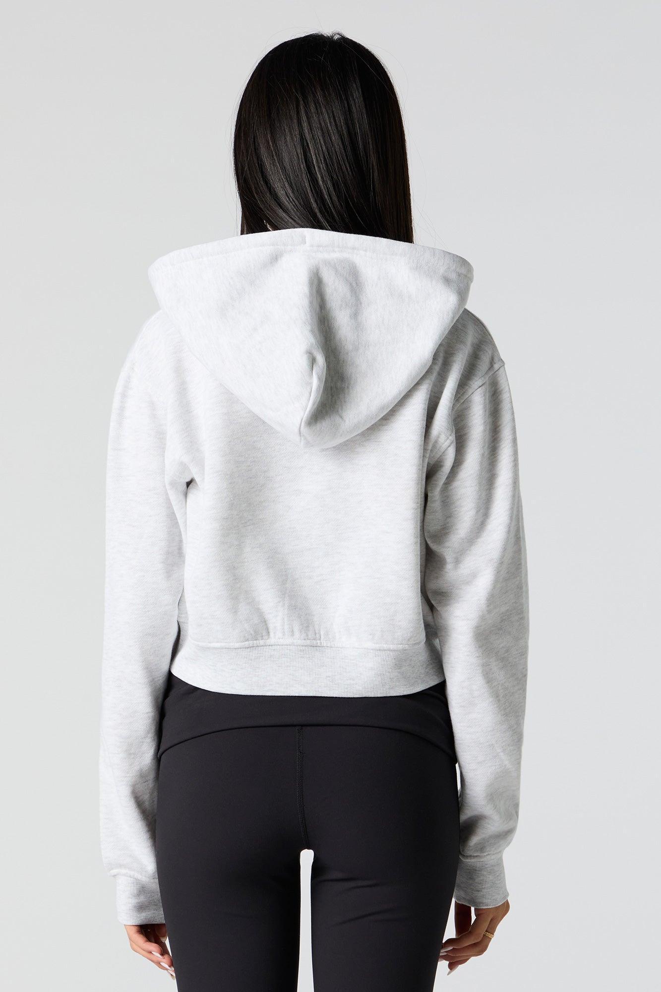 Fleece Cropped Zip-Up Hoodie Female Product Image