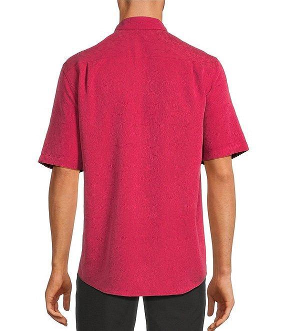 Caribbean Palm Paradise Jacquard Solid Short Sleeve Woven Shirt Product Image