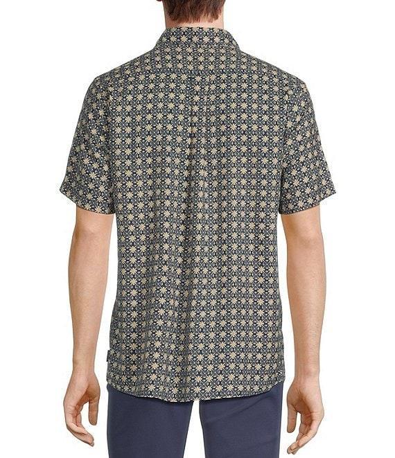 Rowm Short Sleeve Outsider Geo Floral Print Button Front Shirt Product Image