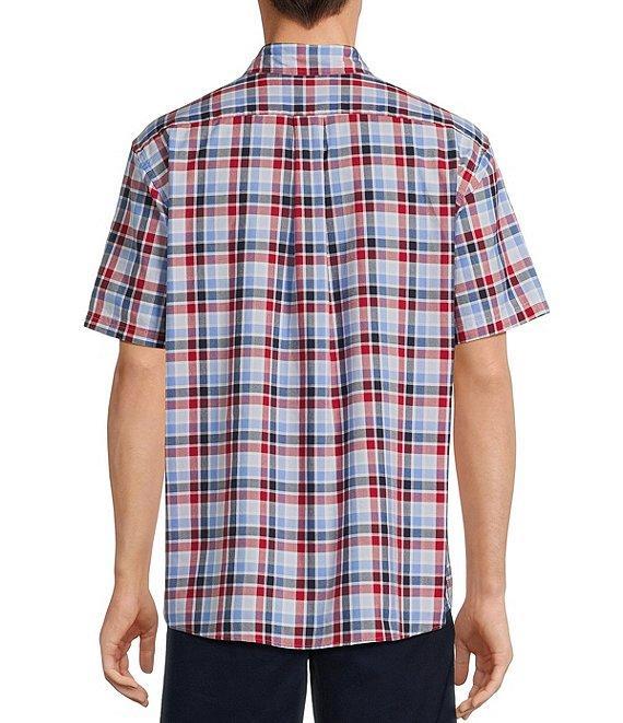 Roundtree & Yorke Short Sleeve Large Plaid Oxford Sport Shirt Product Image