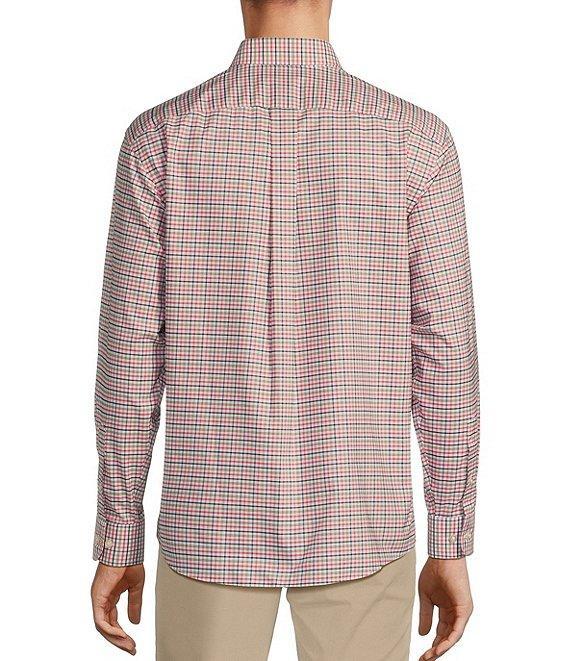 Gold Label Roundtree & Yorke Non-Iron Long Sleeve Mini Plaid Pattern Oxford Sport Shirt Product Image