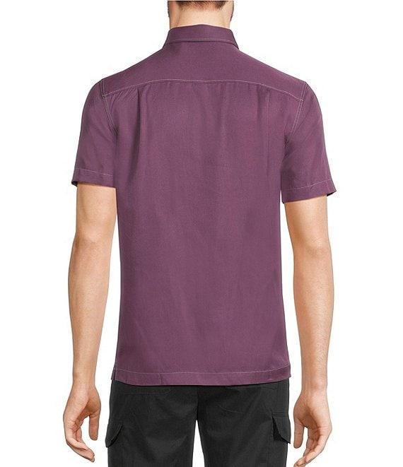 Murano Big & Tall Interdimensional Collection Slim Fit Contrast Stitch Short Sleeve Woven Shirt Product Image