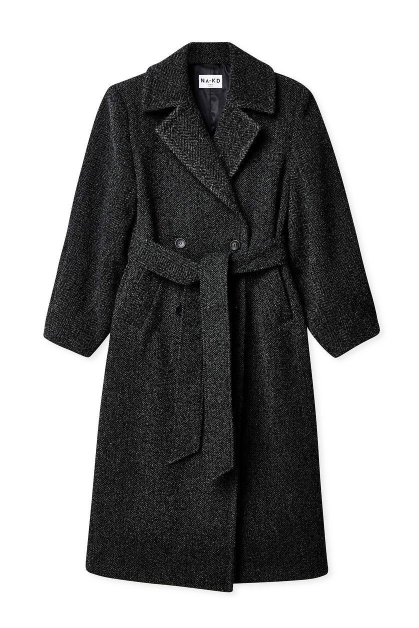 Herringbone Belted Coat Product Image
