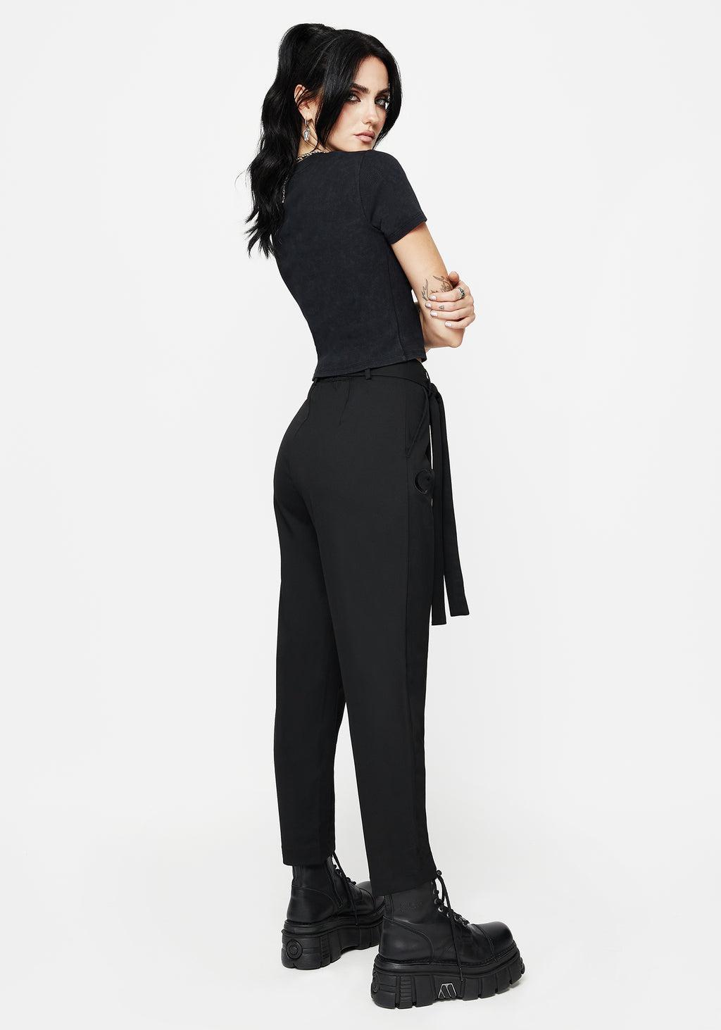 Hester Embroidered Tapered Trousers - Black Product Image