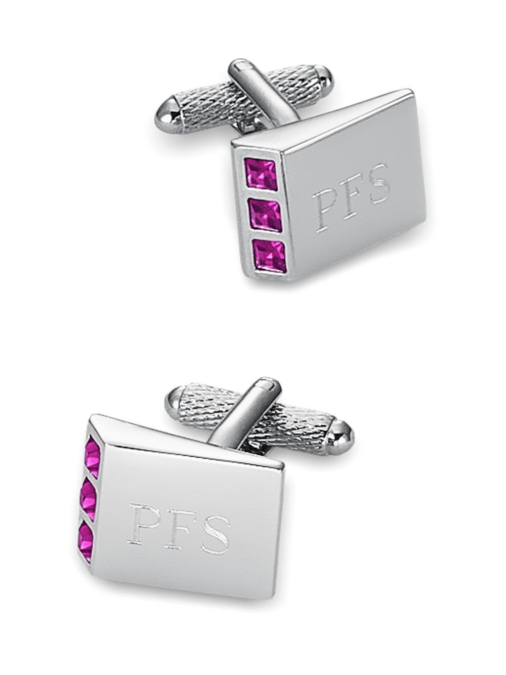 Crystal Side Engravable Cufflinks - Purple Product Image