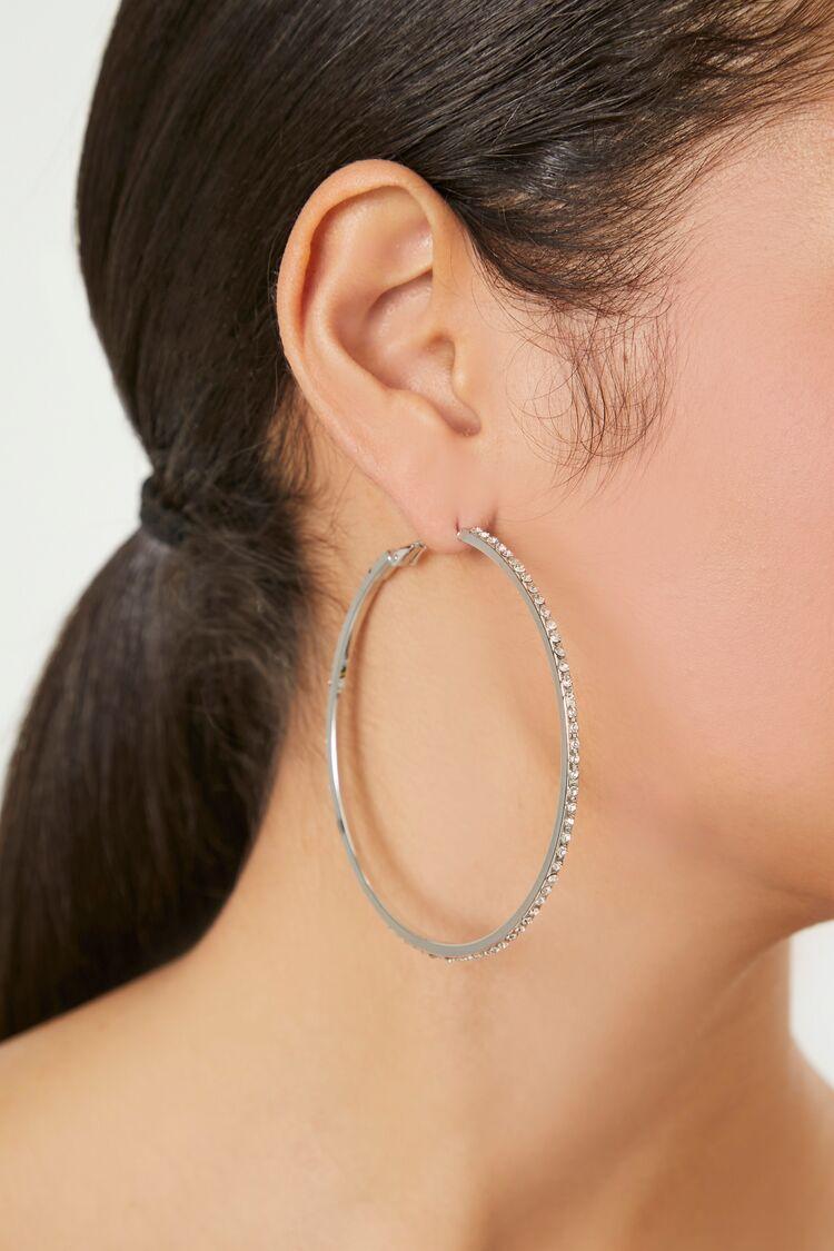 Rhinestone Hoop Earrings | Forever 21 Product Image