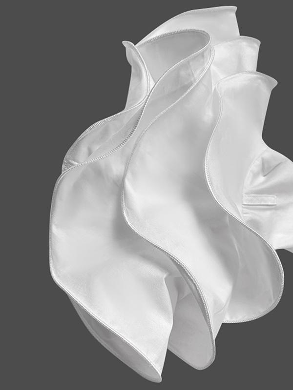 Flared Sleeves Long Sleeves Buttoned Falbala Solid Color Stand Collar Blouses&Shirts Tops Product Image