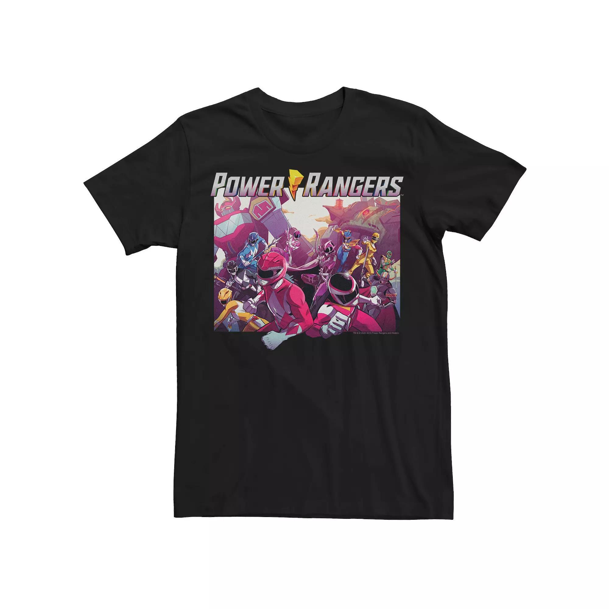 Men's Power Rangers Comic Art Style Poster Tee, Size: Small, Black Product Image