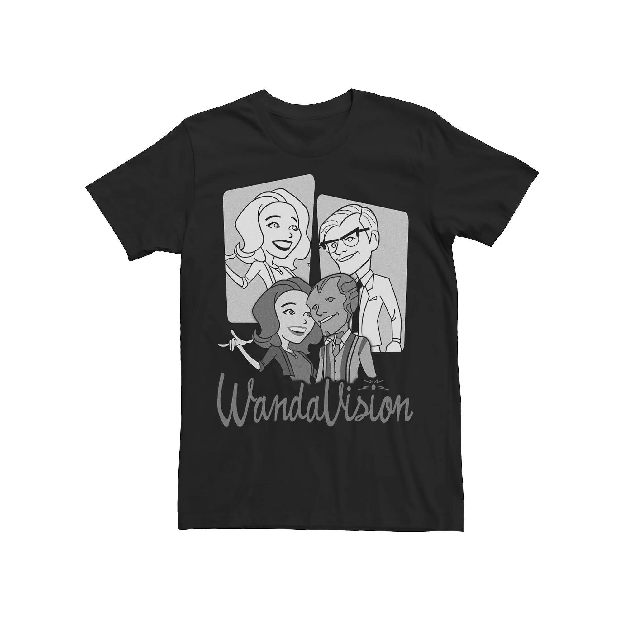 Men's Marvel WandaVision Character Panels Greyscale Tee,  Product Image