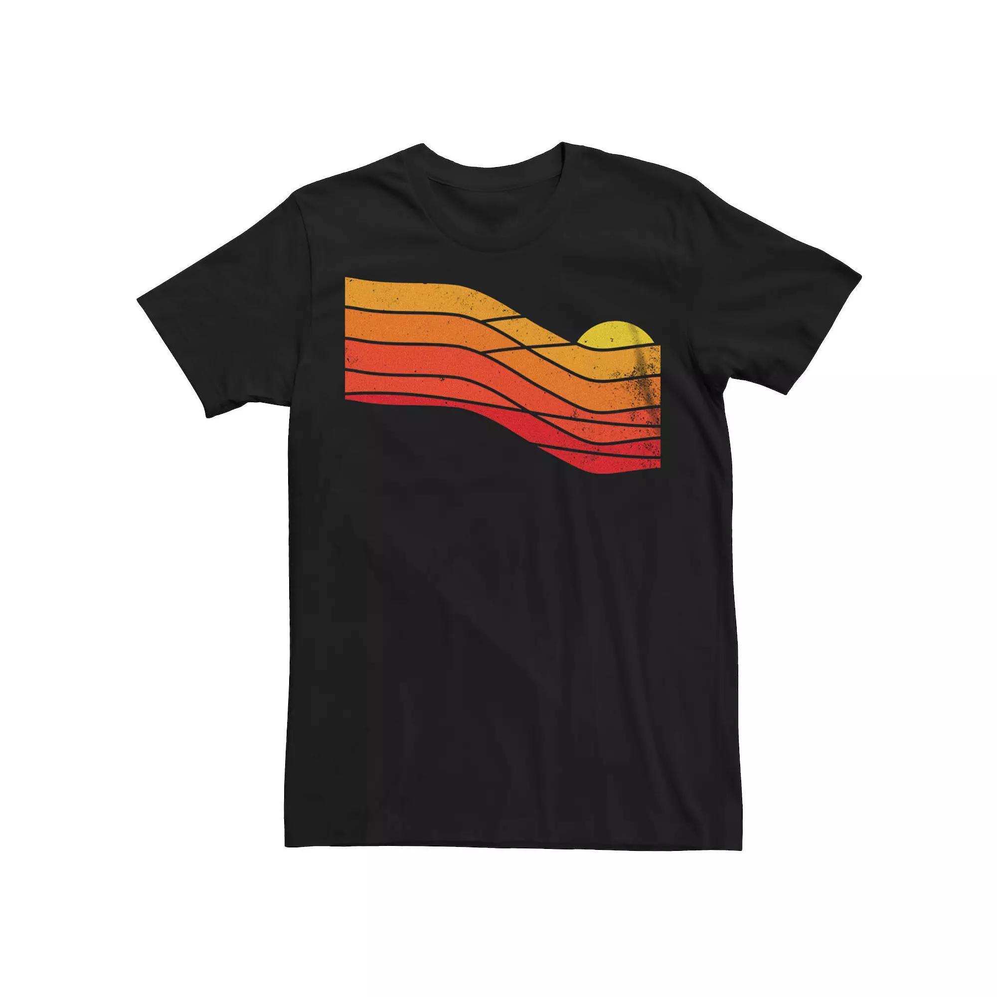 Men's 70's Retro Sunset Graphic Tee, Size: Medium, White Product Image